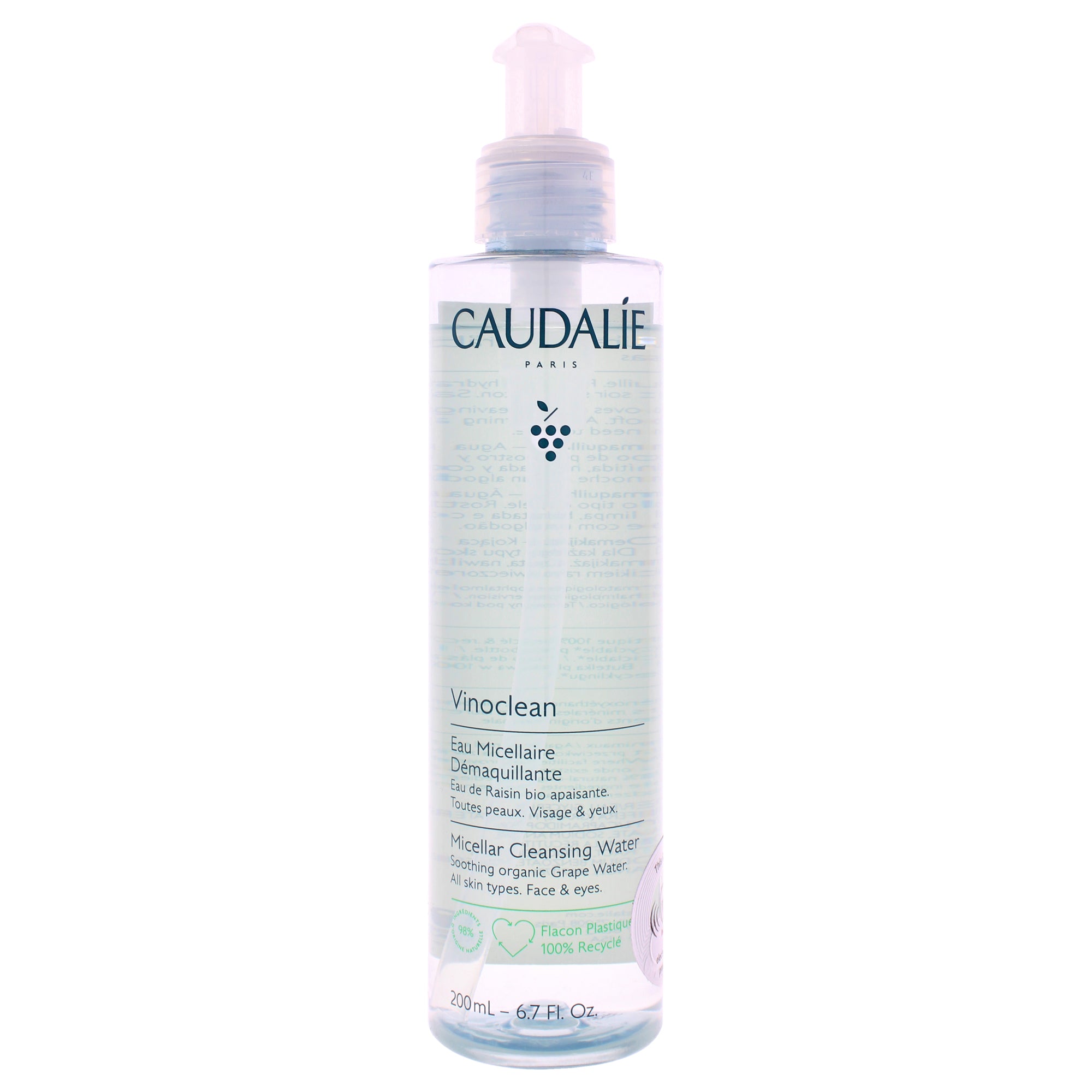 Vinoclean Micellar Cleansing Water by Caudalie for Women - 6.7 oz Cleanser