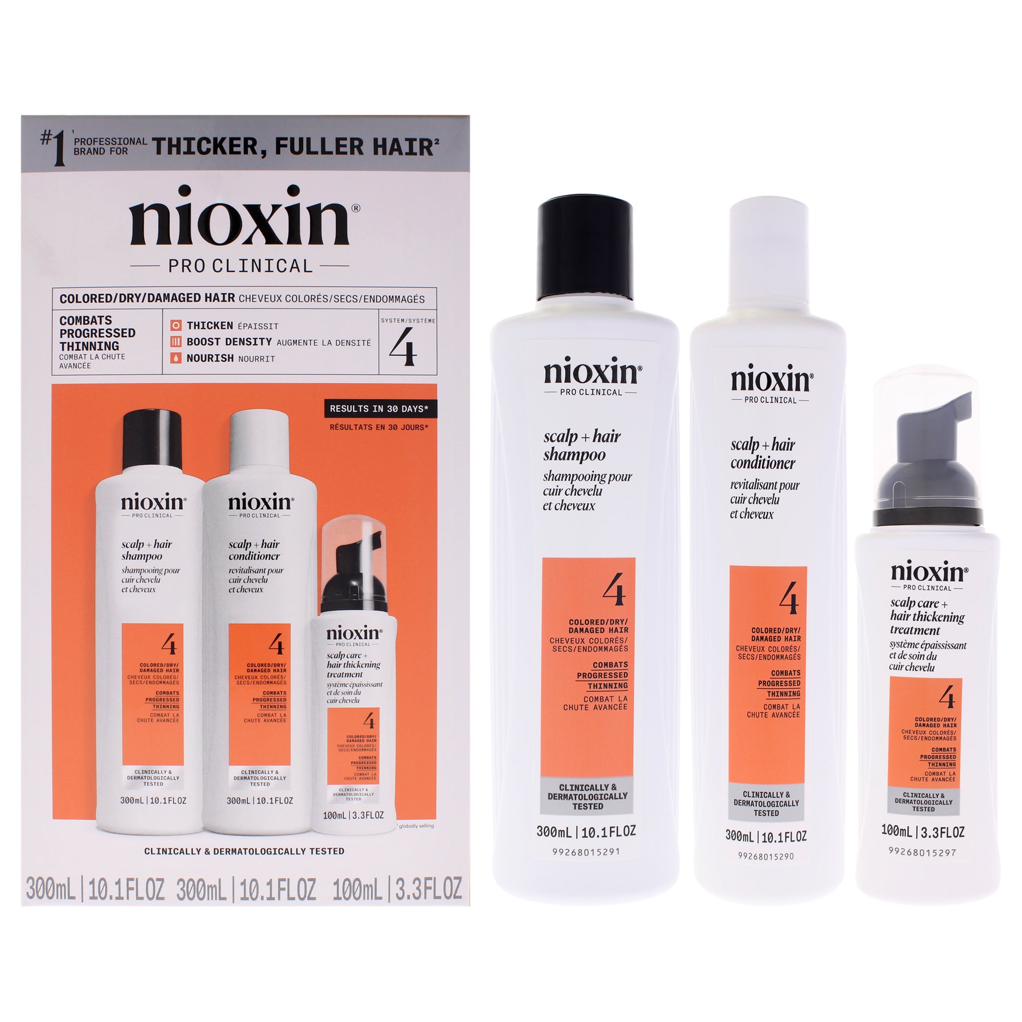 System 4 Kit by Nioxin for Unisex - 3 Pc 10.1oz Cleanser Shampoo, 10.1 Scalp Therapy Conditioner, 3.38oz Scalp and Hair Treatment