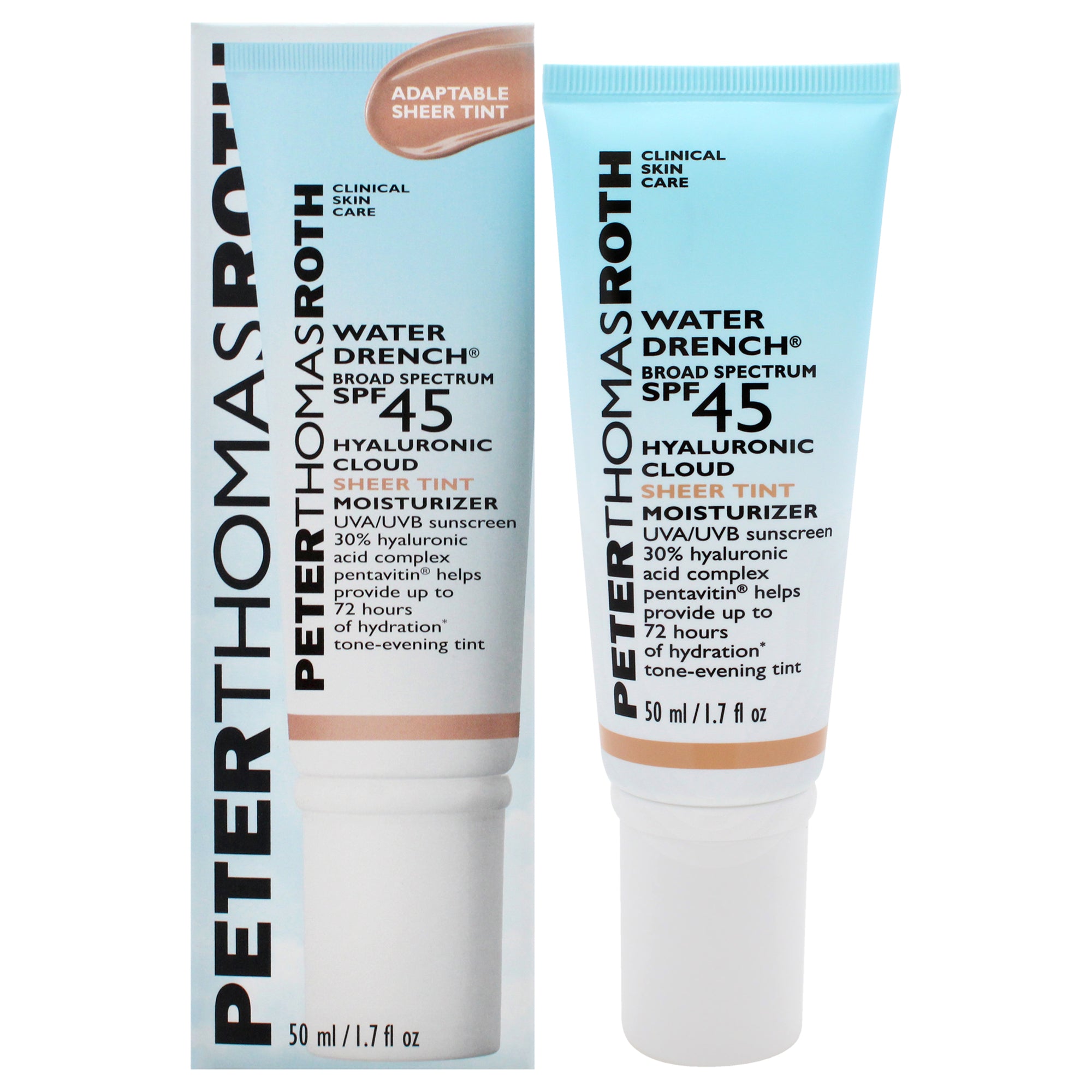 Water Drench Hyaluronic Cloud Sheer Tint Moisturizer SPF 45 by Peter Thomas Roth for Women - 1.7 oz Moisturizer