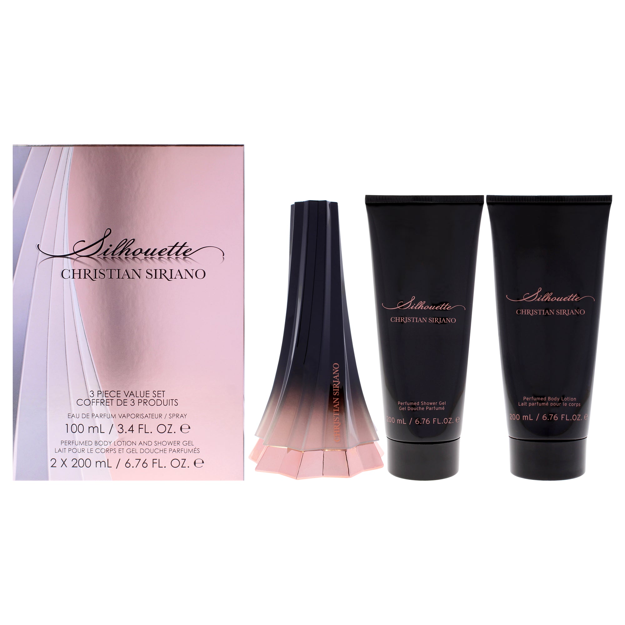 Silhouette by Christian Siriano for Women - 3 Pc Gift Set 3.4oz EDP Spray, 6.76oz Body Lotion, 6.76oz Shower Gel