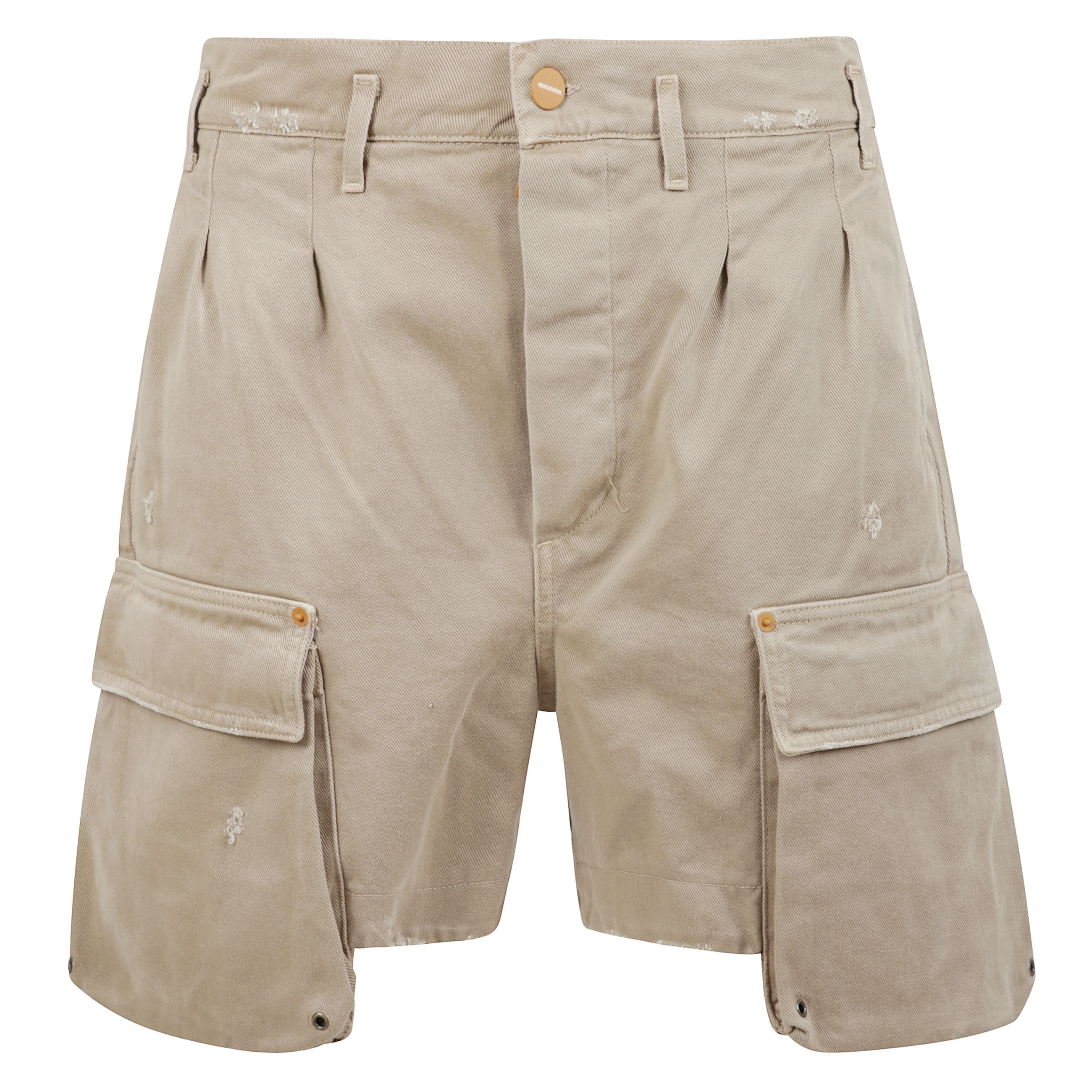 Shorts cargo in denim effetto vintage