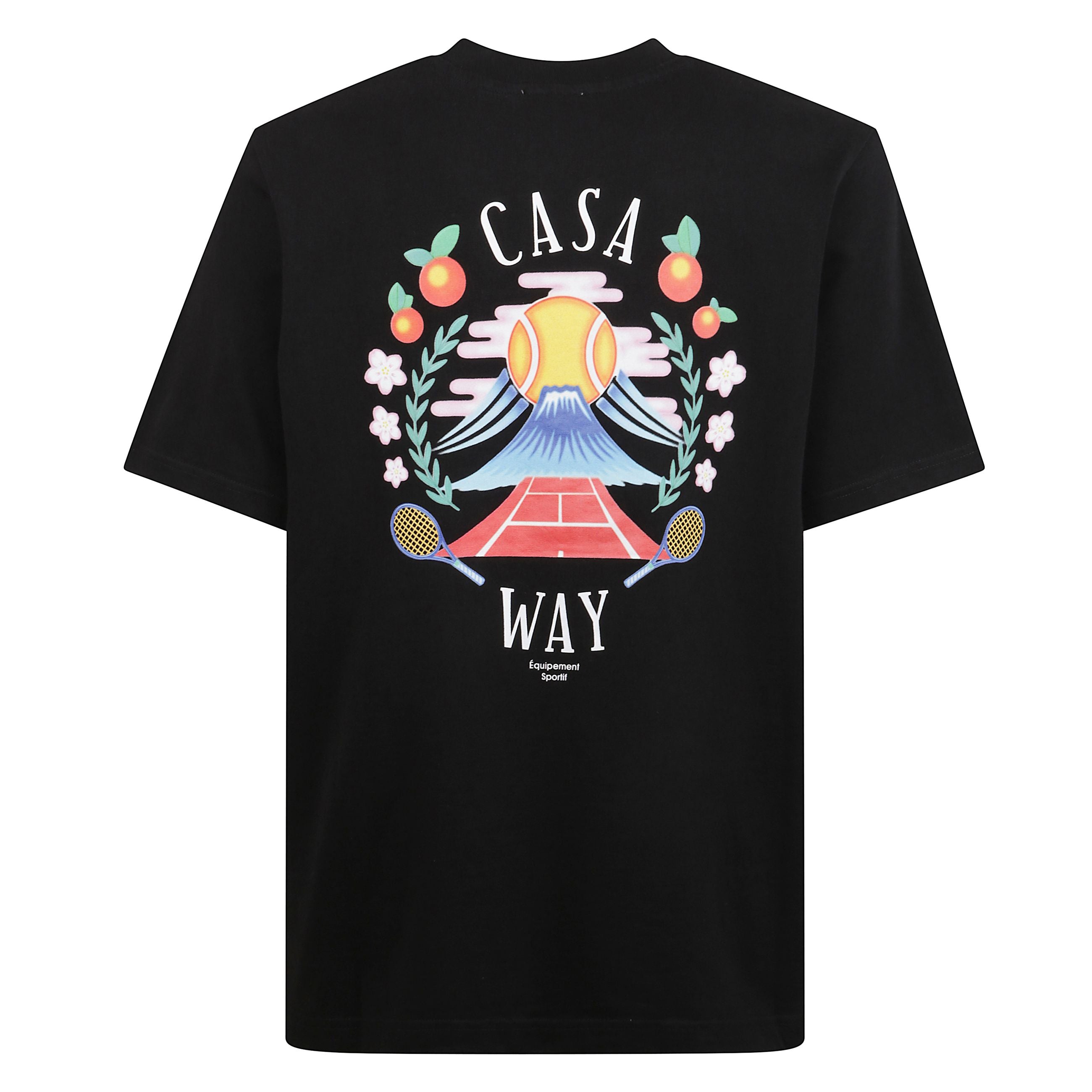 T-shirt casablanca in cotone a girocollo, fronte e retro con stampa e logo.