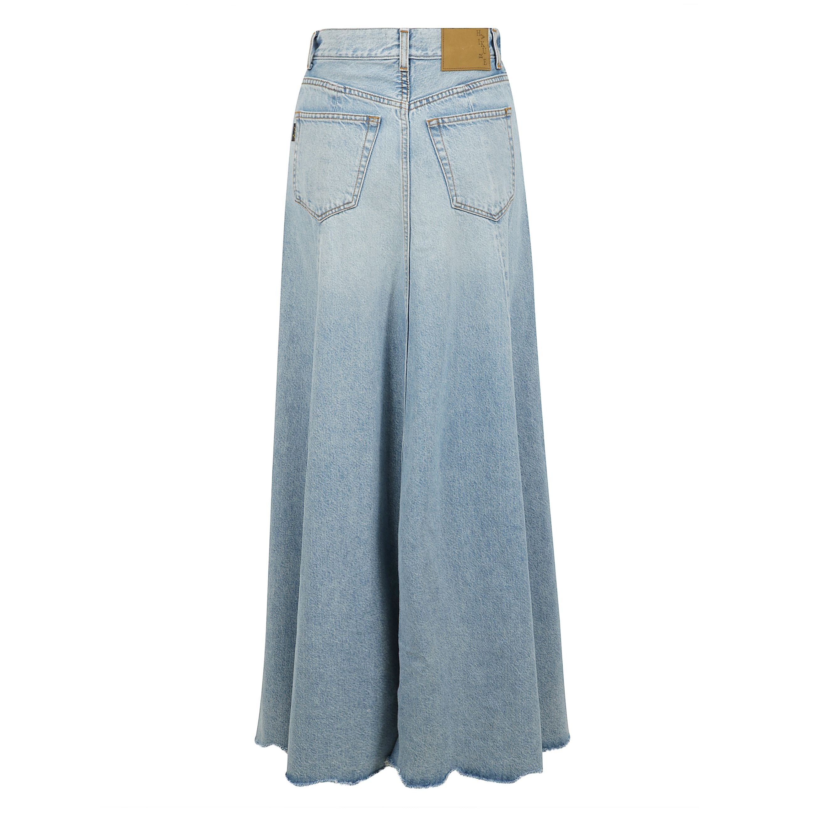 Gonna lunga in denim dal design ampio, con tasche e passanti per cintura