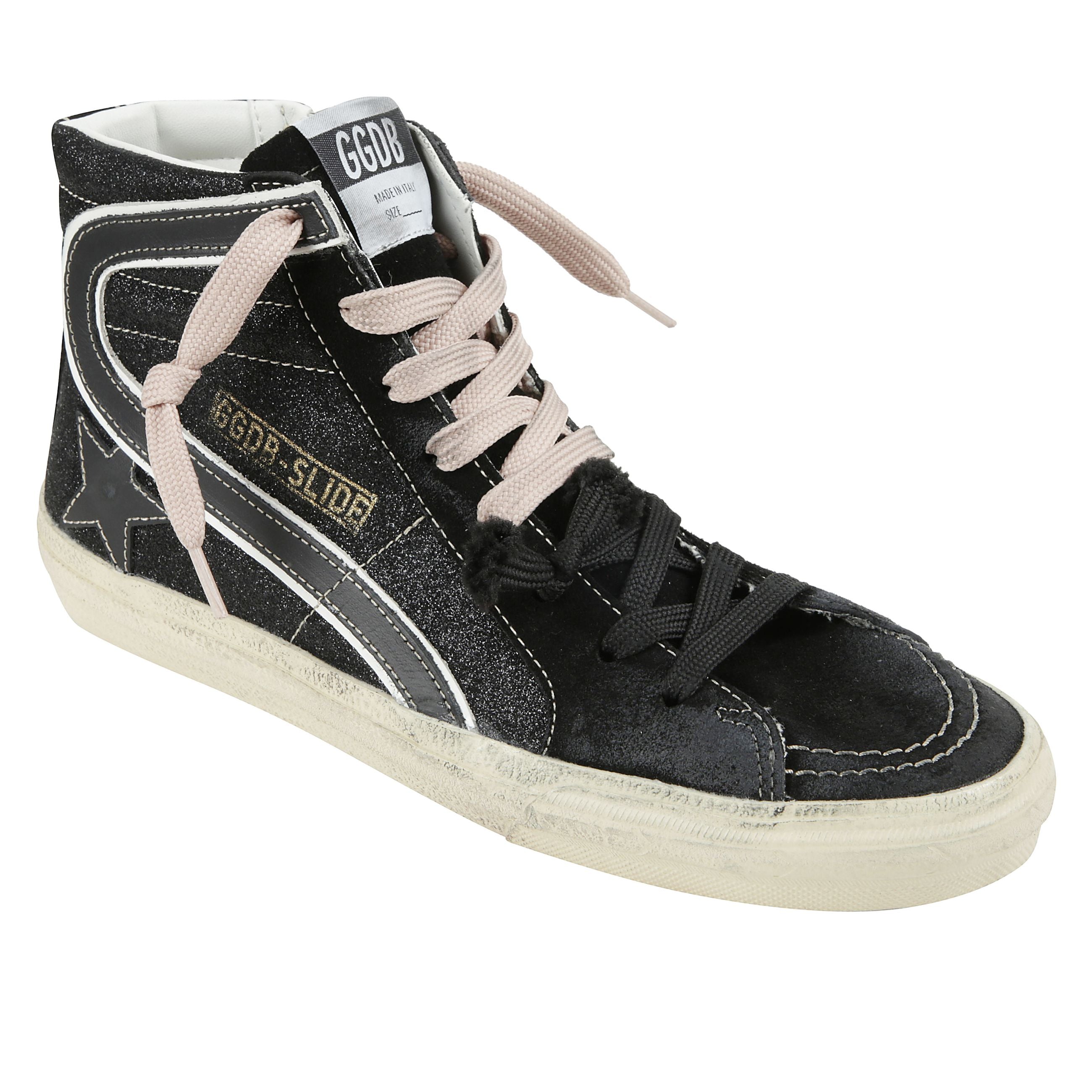 Sneakers mid star in suede blu e rosa