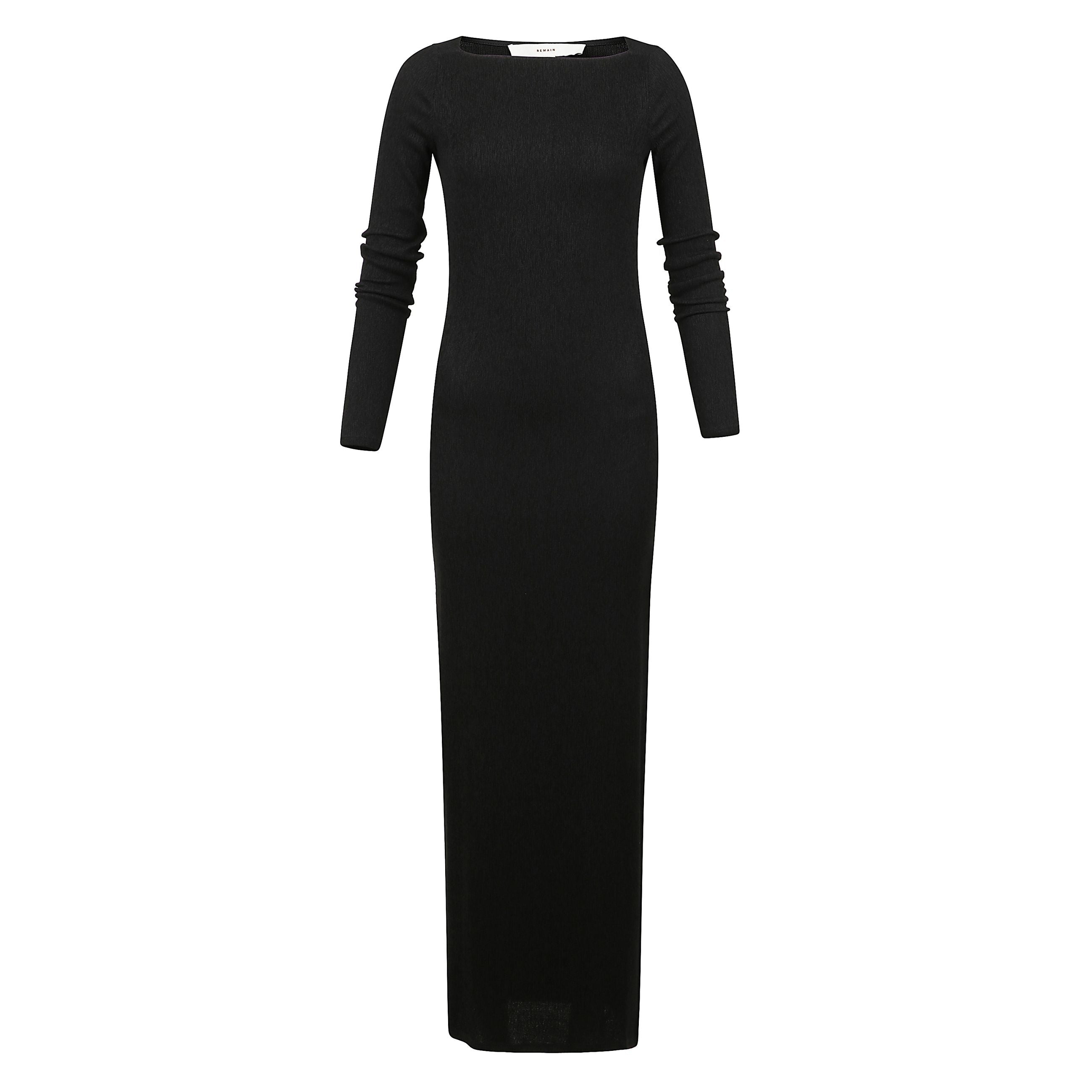 Abito lungo con scollo a barca e orlo dritto