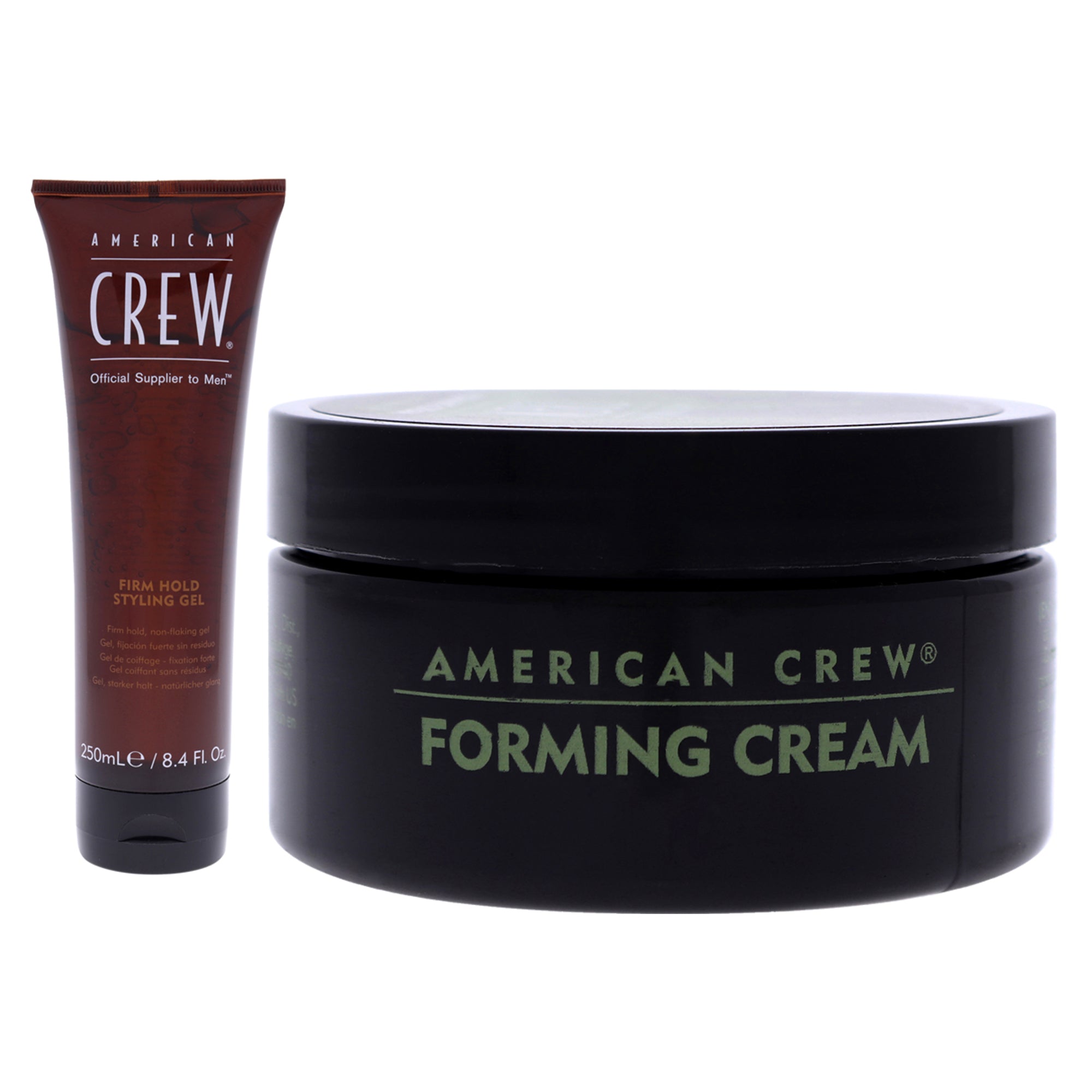 Firm Hold Gel and Forming Cream Kit by American Crew for Men - 2 Pc Kit 8.4oz Gel, 3oz Cream