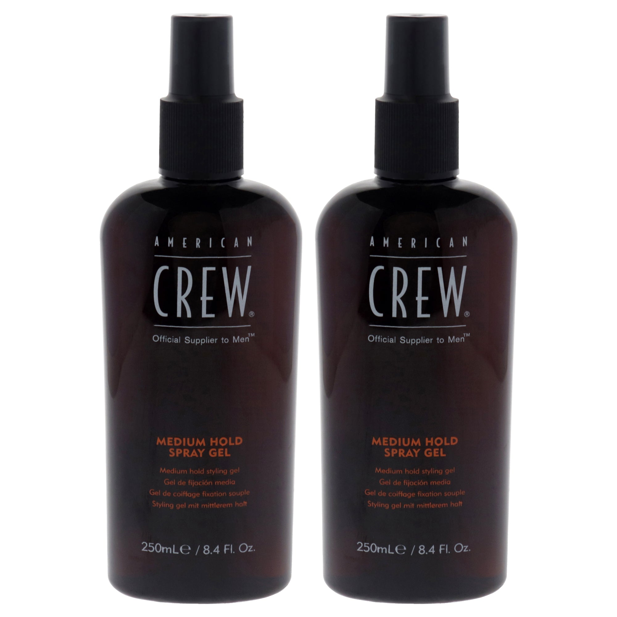 Spray Gel - Medium Hold by American Crew for Men - 8.4 Spray - Pack of 2