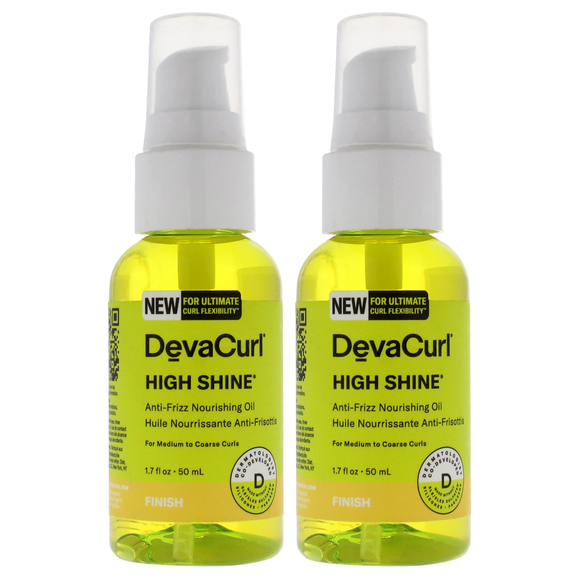 High Shine Nourishing Anti-Frizz Oil-NP by DevaCurl for Unisex - 1.7 Oil - Pack of 2