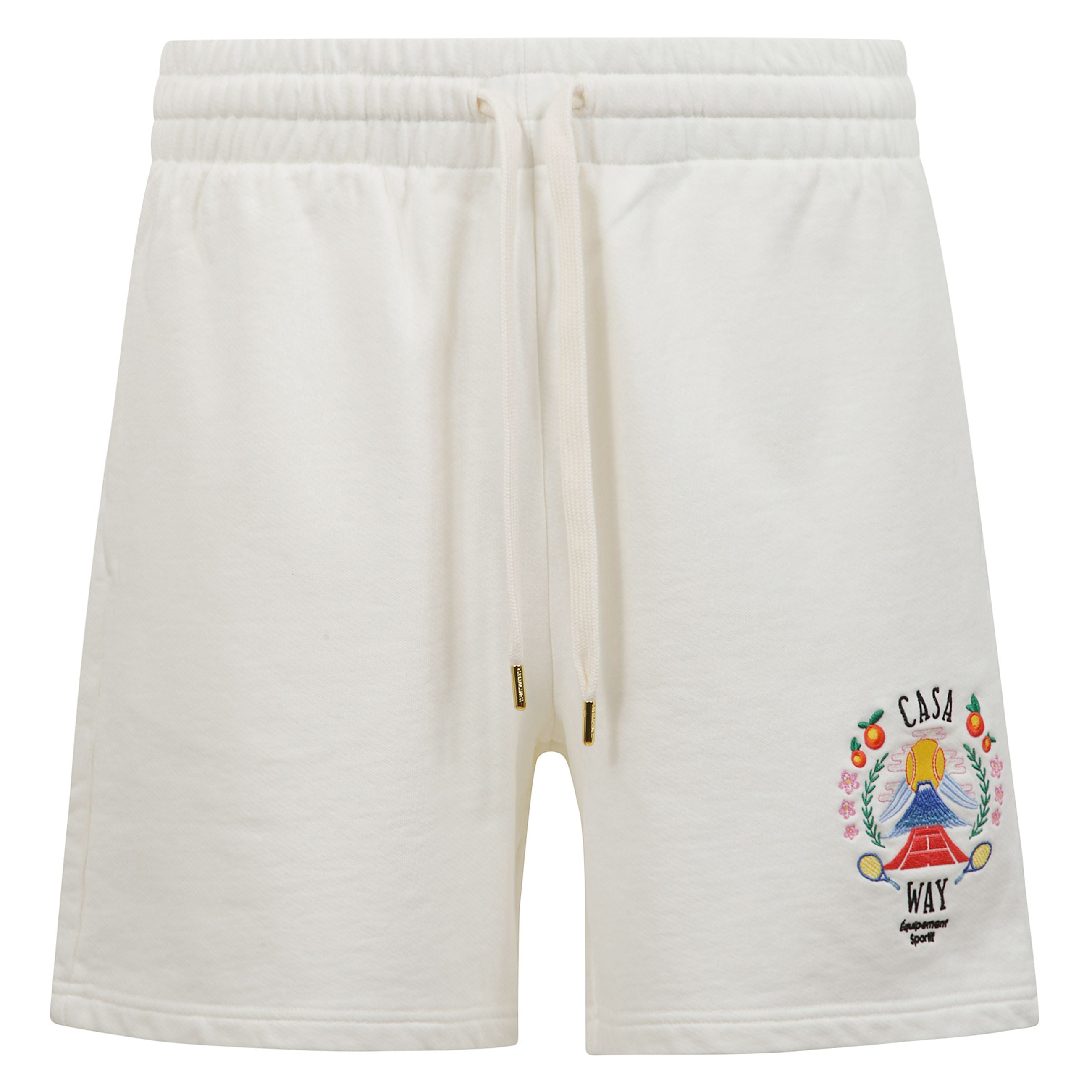 Shorts casablanca in cotone. elastico in vita con lacci. tasca applicata sul retro. ricamo sul lato con logo.