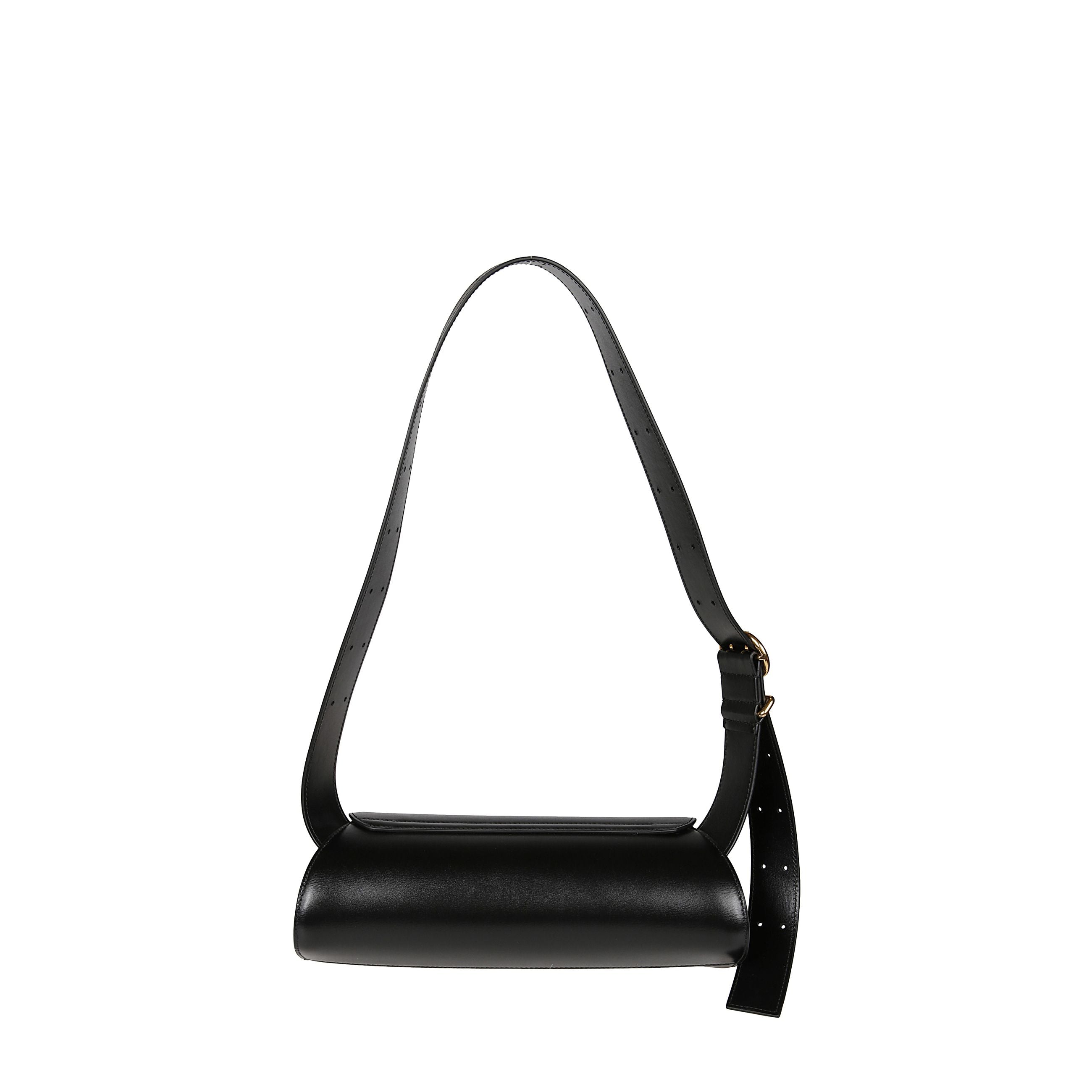 Borsa a tracolla in pelle con silhouette sottile cilindrica. chiusura con patta superiore. tracolla regolabile con fibbia ed occhielli decorativi. firma jil sander dorata stampata sul fronte.