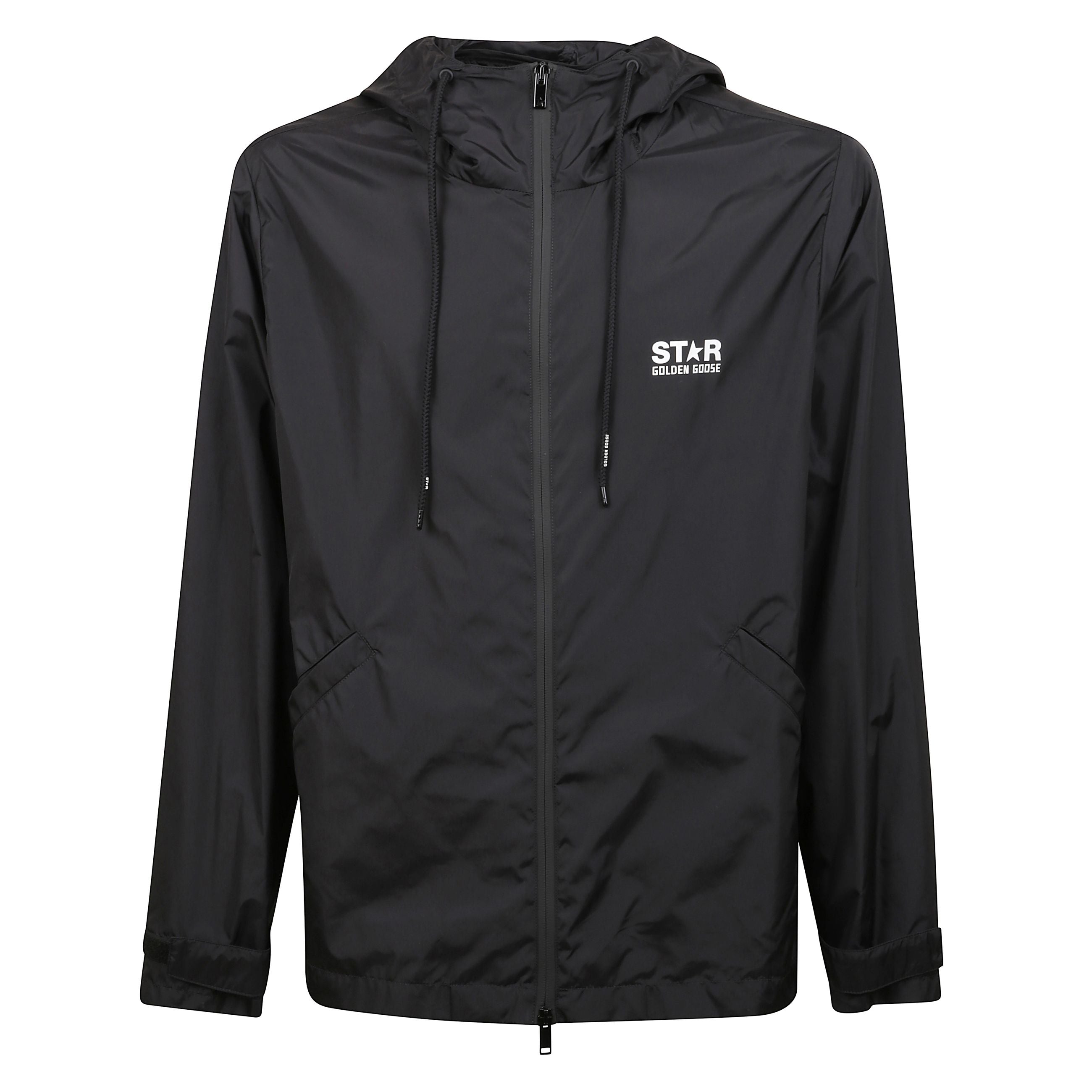 Giacca a manica lunga con chiusura frontale con zip. cappuccio regolabile e tasche oblique frontali. logo star golden goose stampato sul petto. maxi stella golden goose stampata sul retro.