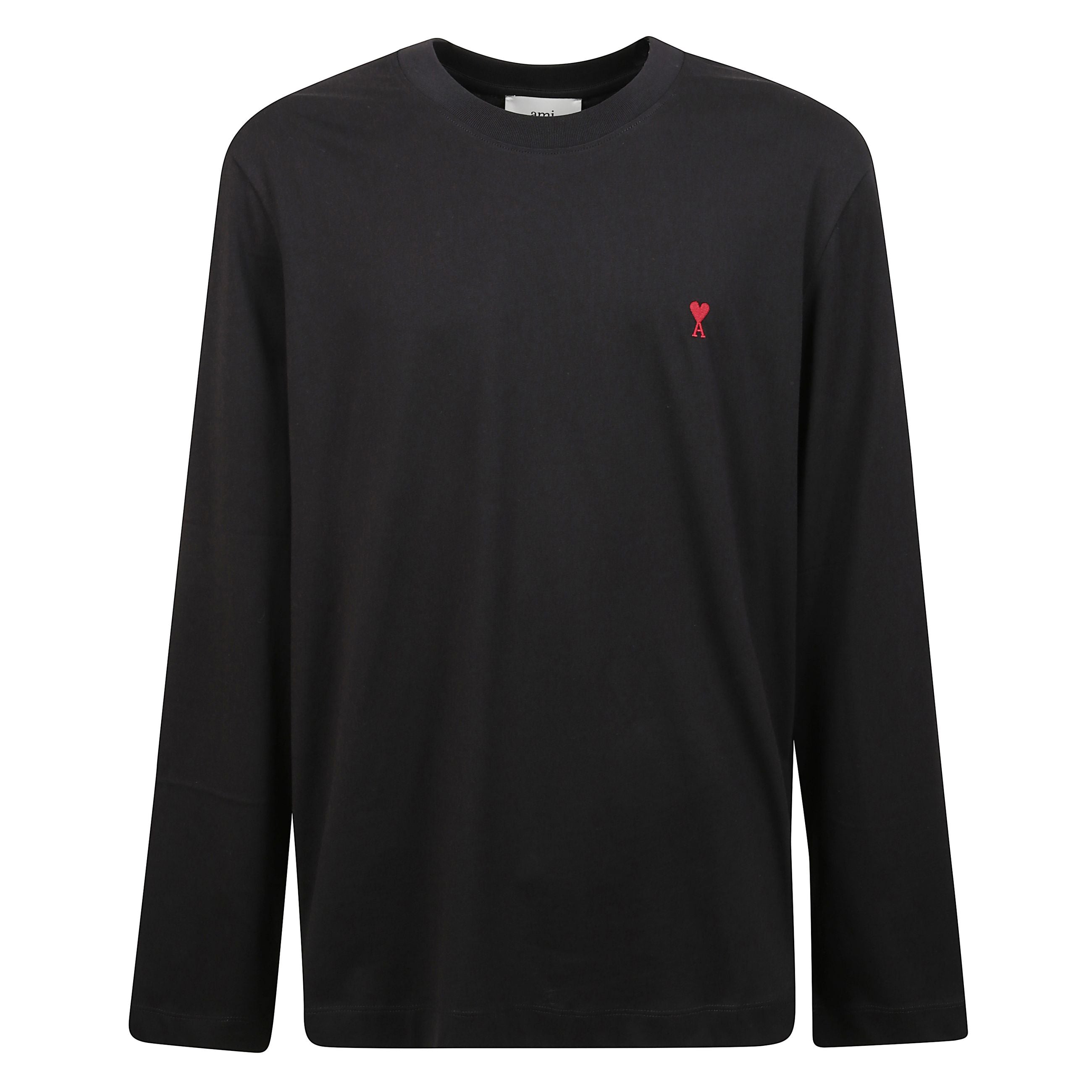 T-shirt a maniche lunghe in jersey di cotone organico. vestibilità classica. logo ami paris ricamato in rosso sul petto. logo "ami" ricamato in tono sotto lo scollo posteriore.