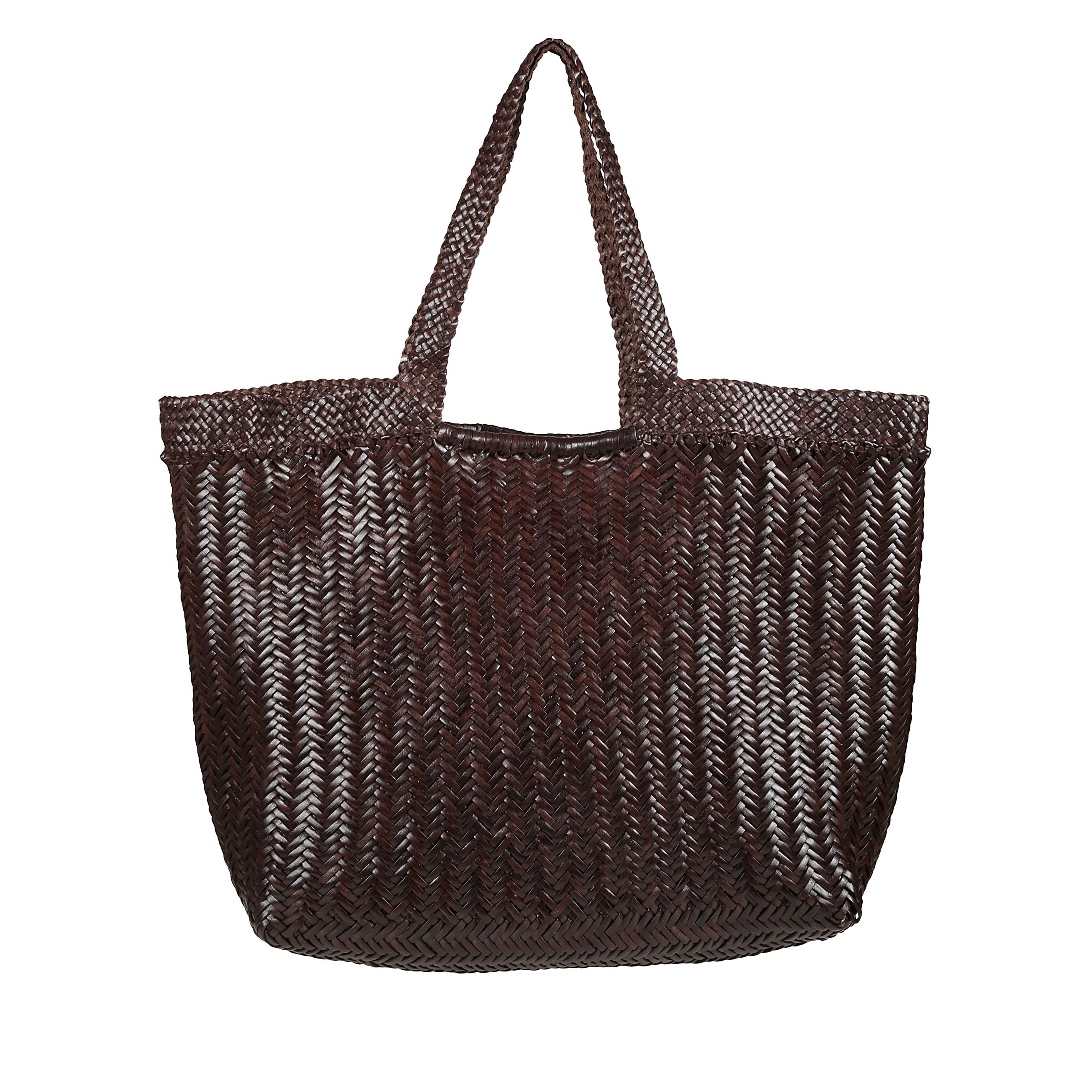 Big triple jump di dragon diffusion. corpo in pelle intrecciata a mano con motivo a spina di pesce. manici superiori in pelle intrecciata.