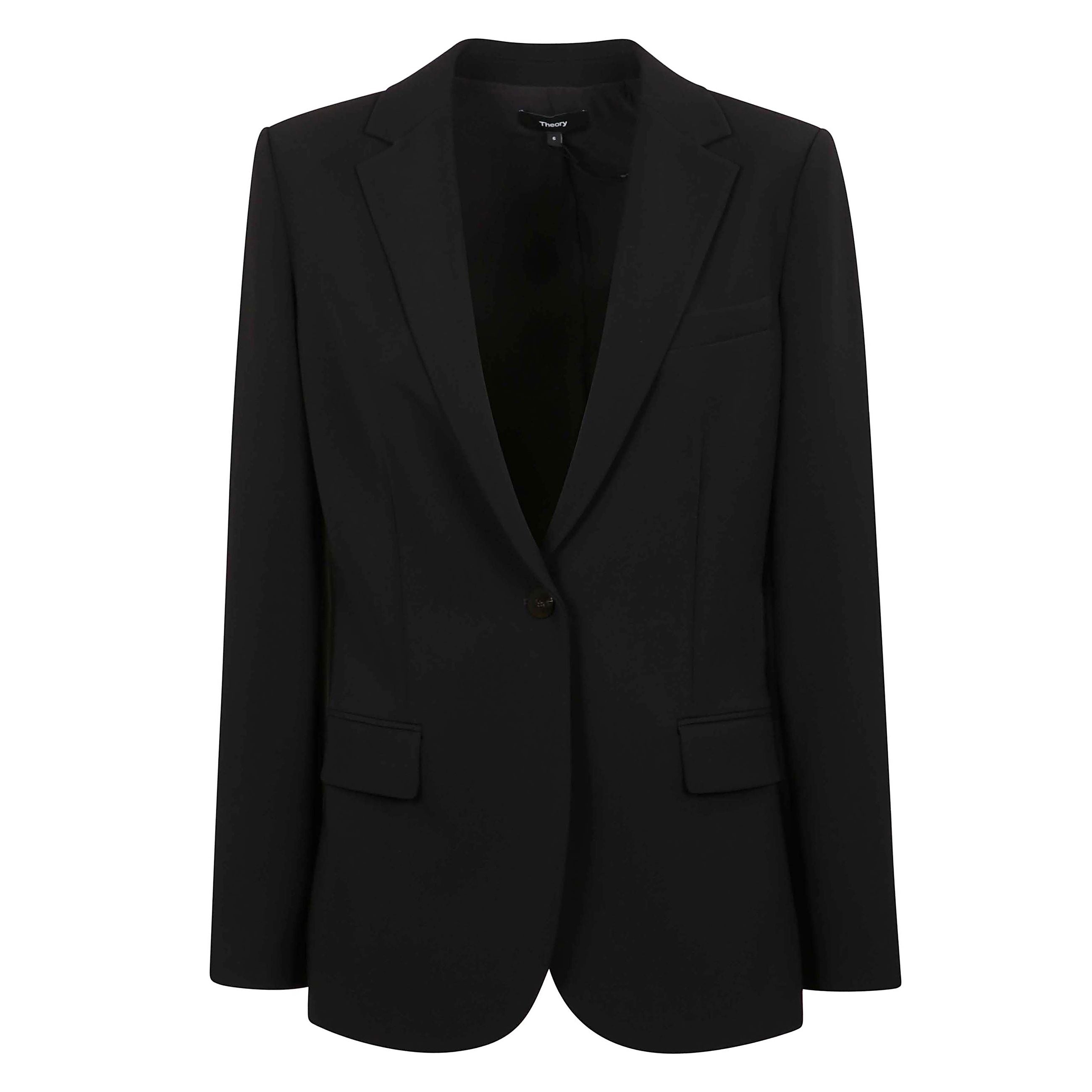 Blazer nero staple monopetto con taglio sartoriale e chiusura frontale a bottoni