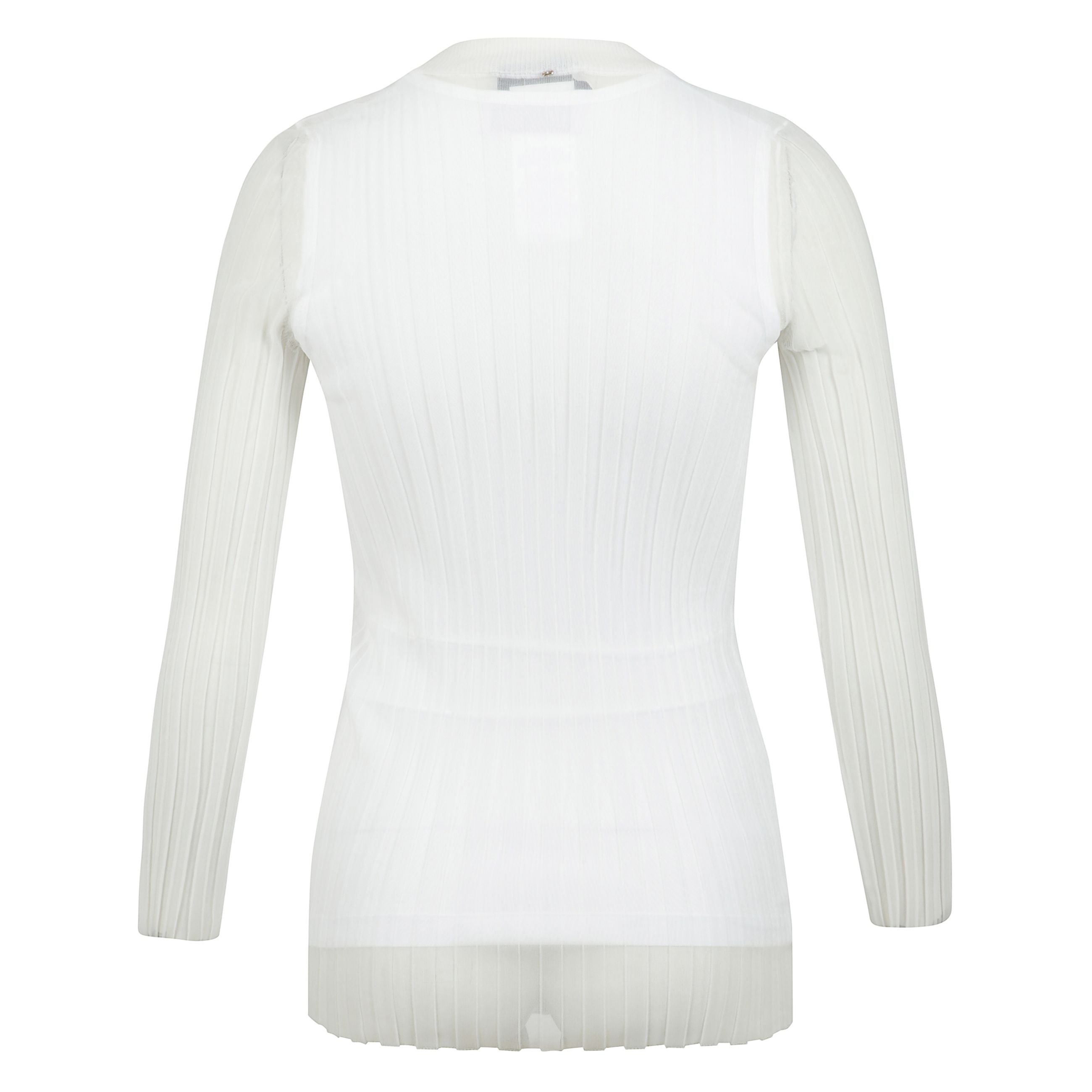 Maglia a maniche lunghe in filato trasparente.