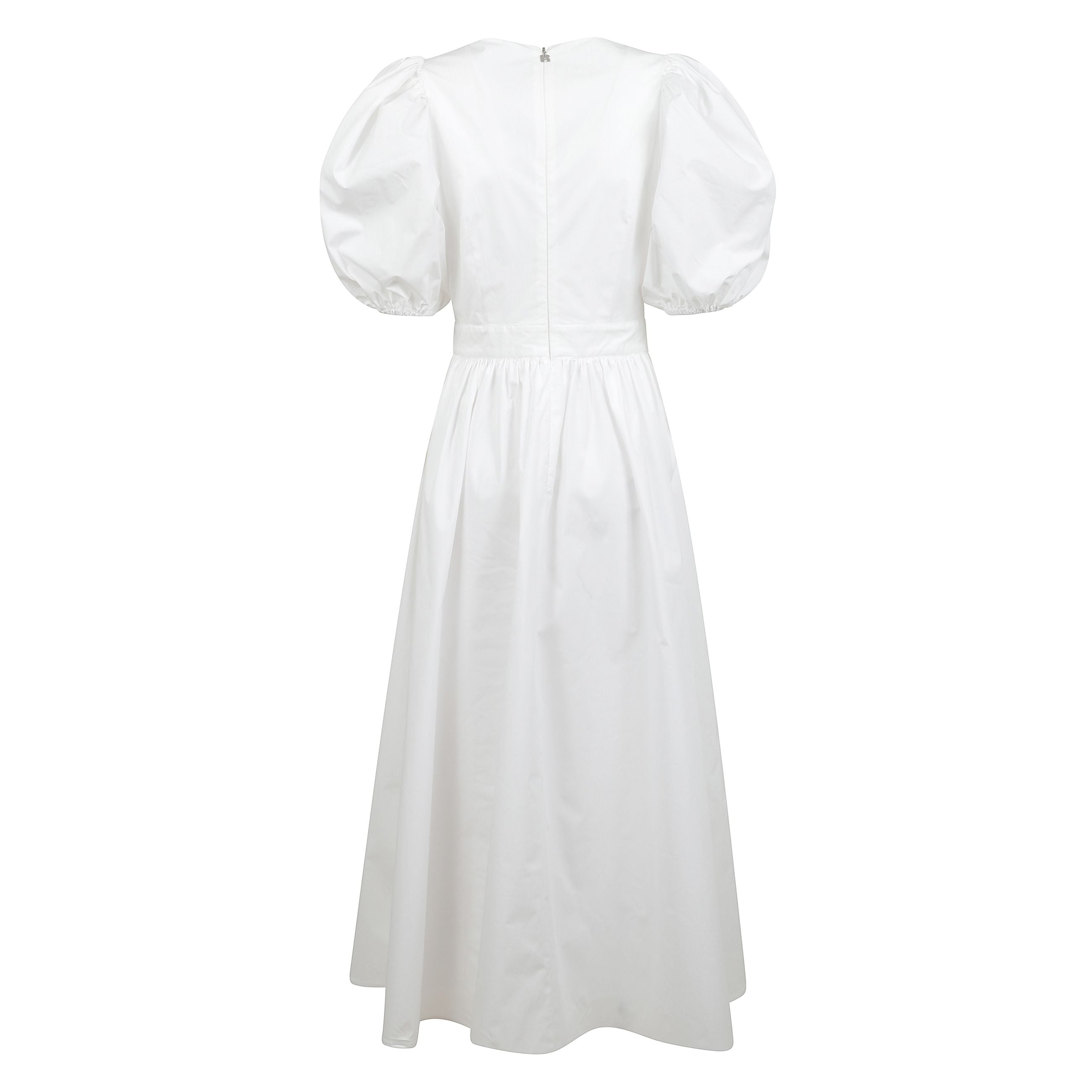 Abito a campana con maniche a sbuffo e dettaglio fiocco sul petto