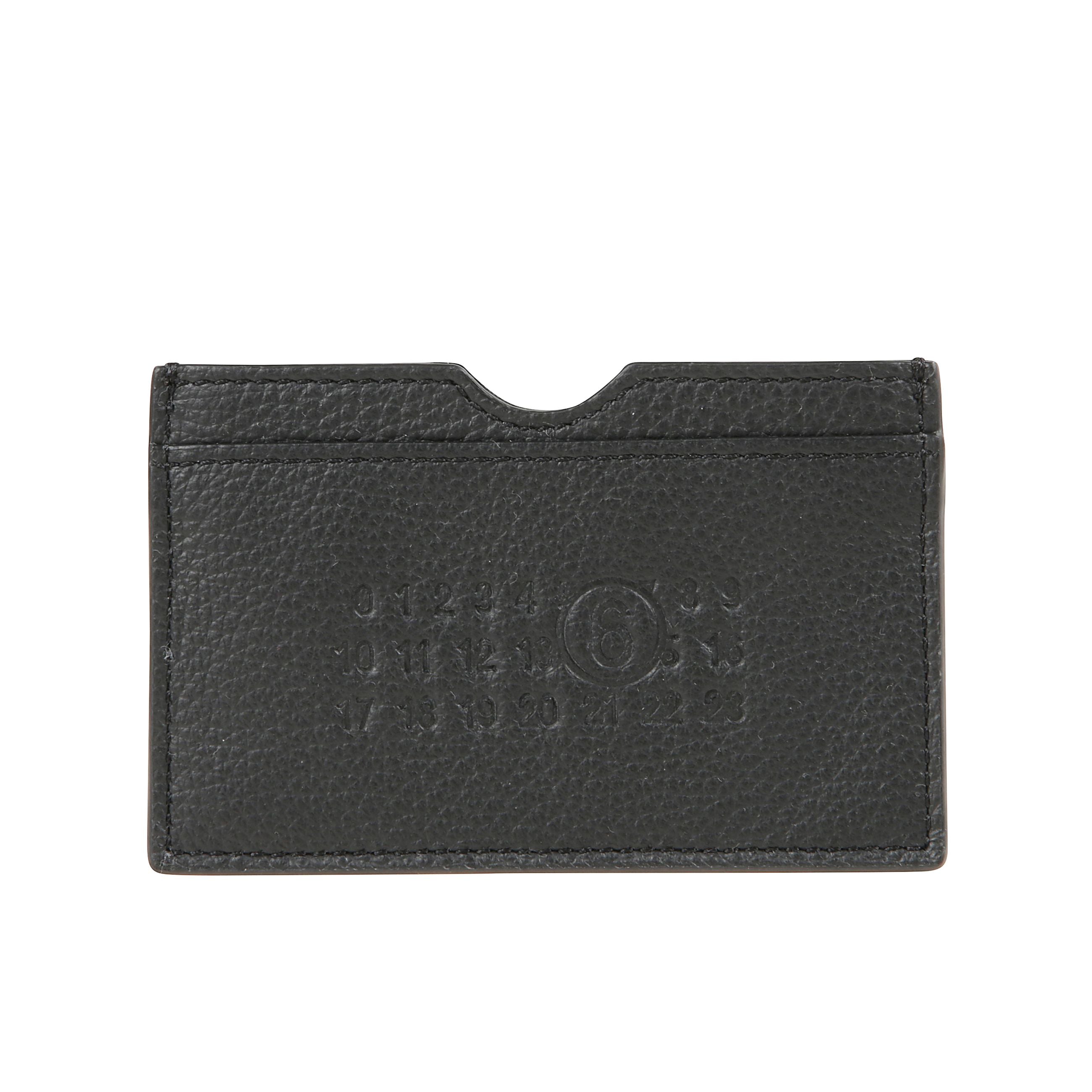 Portacarte in pelle con motivo numerico.