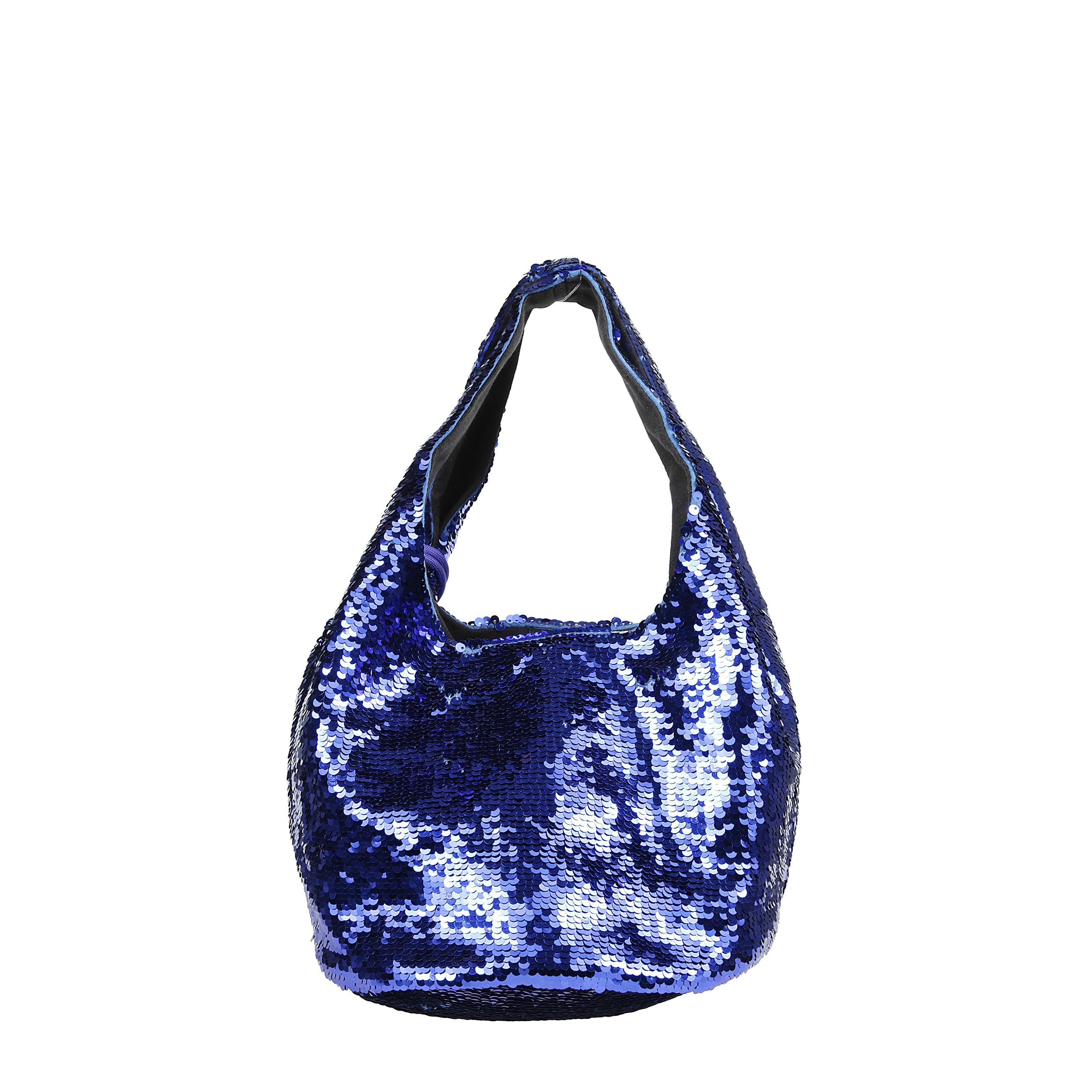 Borsa mini sequin shopper di jw anderson a scomparto unico in tessuto con pailletter, è ricamate all-over design con paillettes, chiusura magnetica nascosta, due manici piatti e ciondolo con logo.