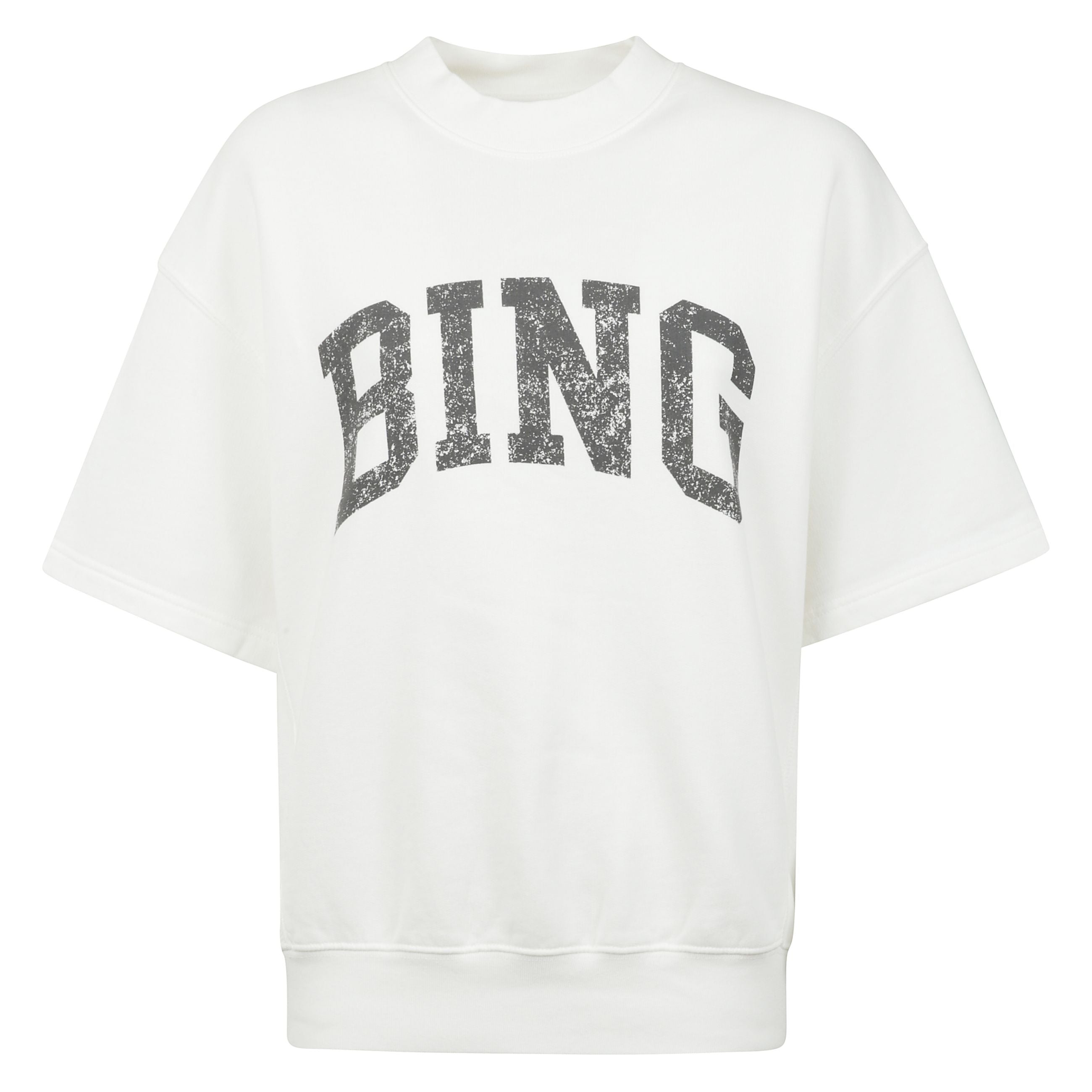 Pullover girocollo a maniche corte in morbido french terry di cotone di peso medio. vestibilità rilassata e oversize con corpo ampio e spalle scese che assicura un comfort disinvolto e uno stile contemporaneo. completata dalla stampa del brand nera sul d