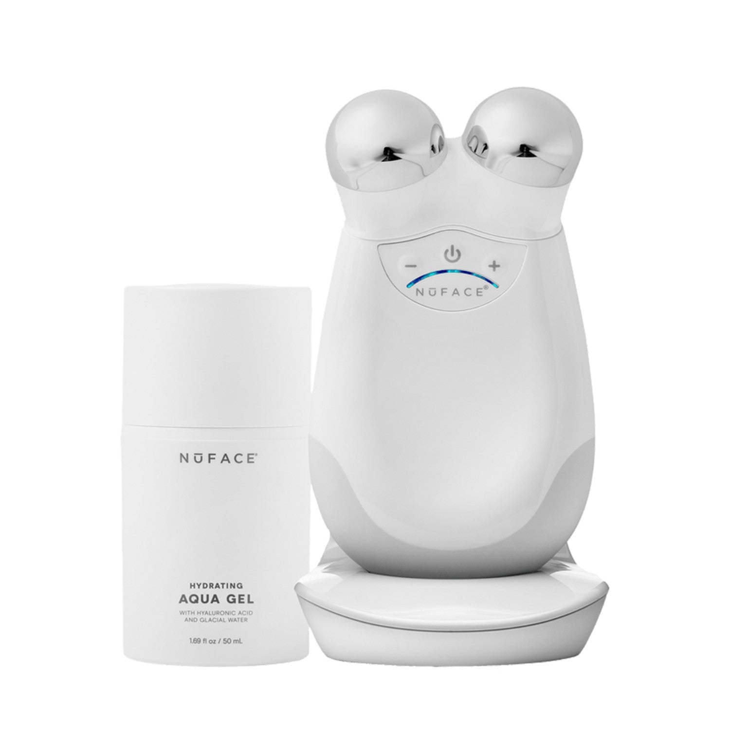 NuFACE Trinity Advanced Facial Toning Device (Includes: Facial Trainer Attachment, Lip and Eye Attachment, Wrinkle Reducer Attachment, Nuface Aqua Gel 1.69oz, User Manual, Quick Start Guide, Charging Cradle + Power Adapter)