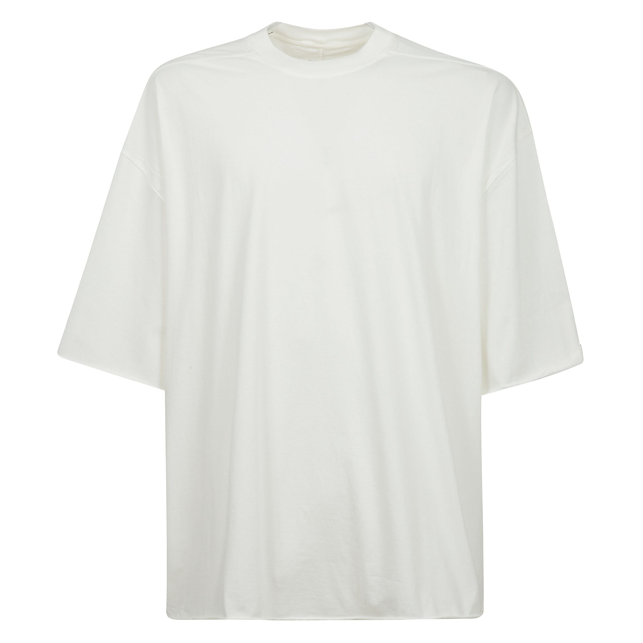 T-shirt girocollo di rick owens in cotone bianca, caratterizzata da manica corta, cuciture sulle spalle e orlo dritto.