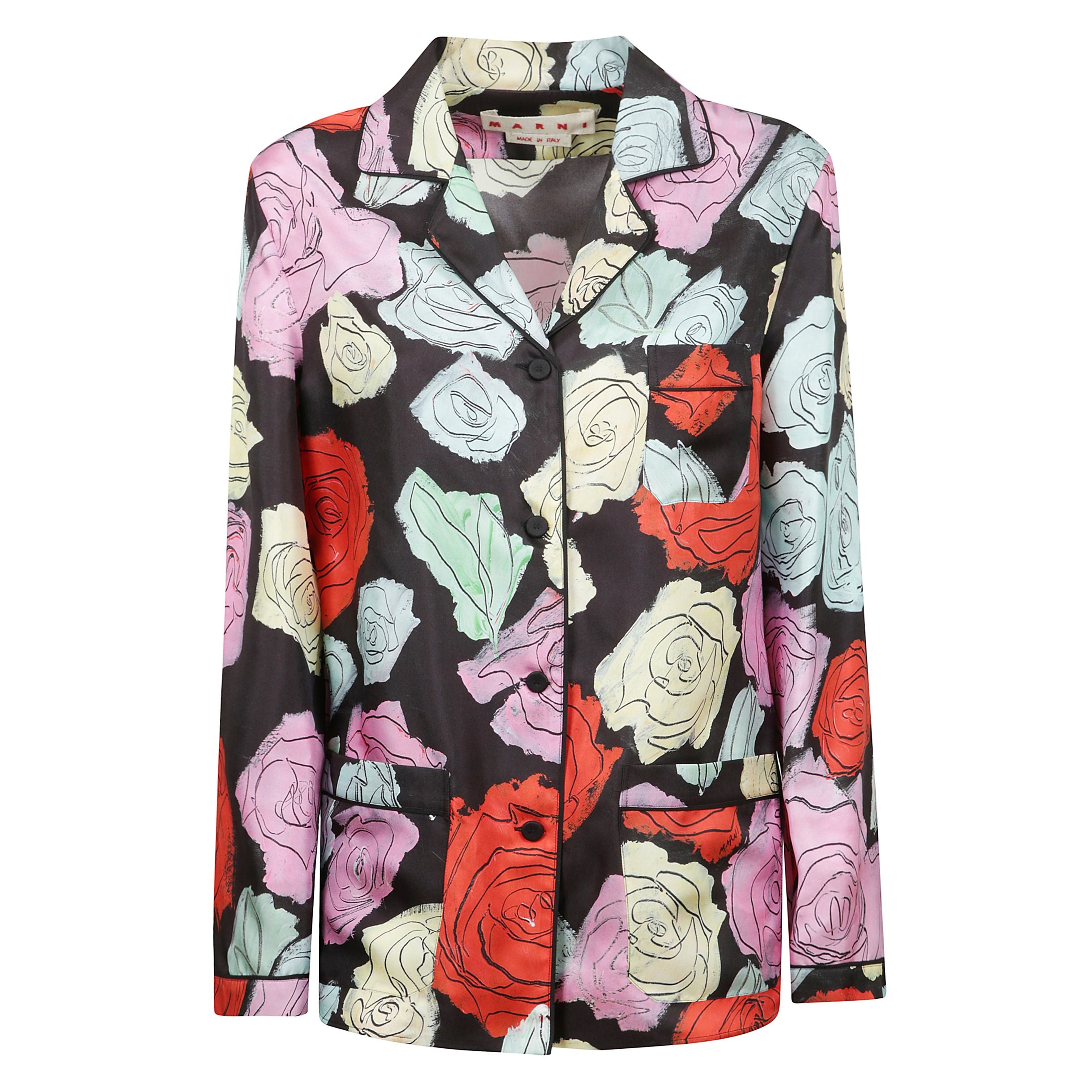 Camicia pigiama con stampa floreale con taschino sul petto e tasche basse applicate
