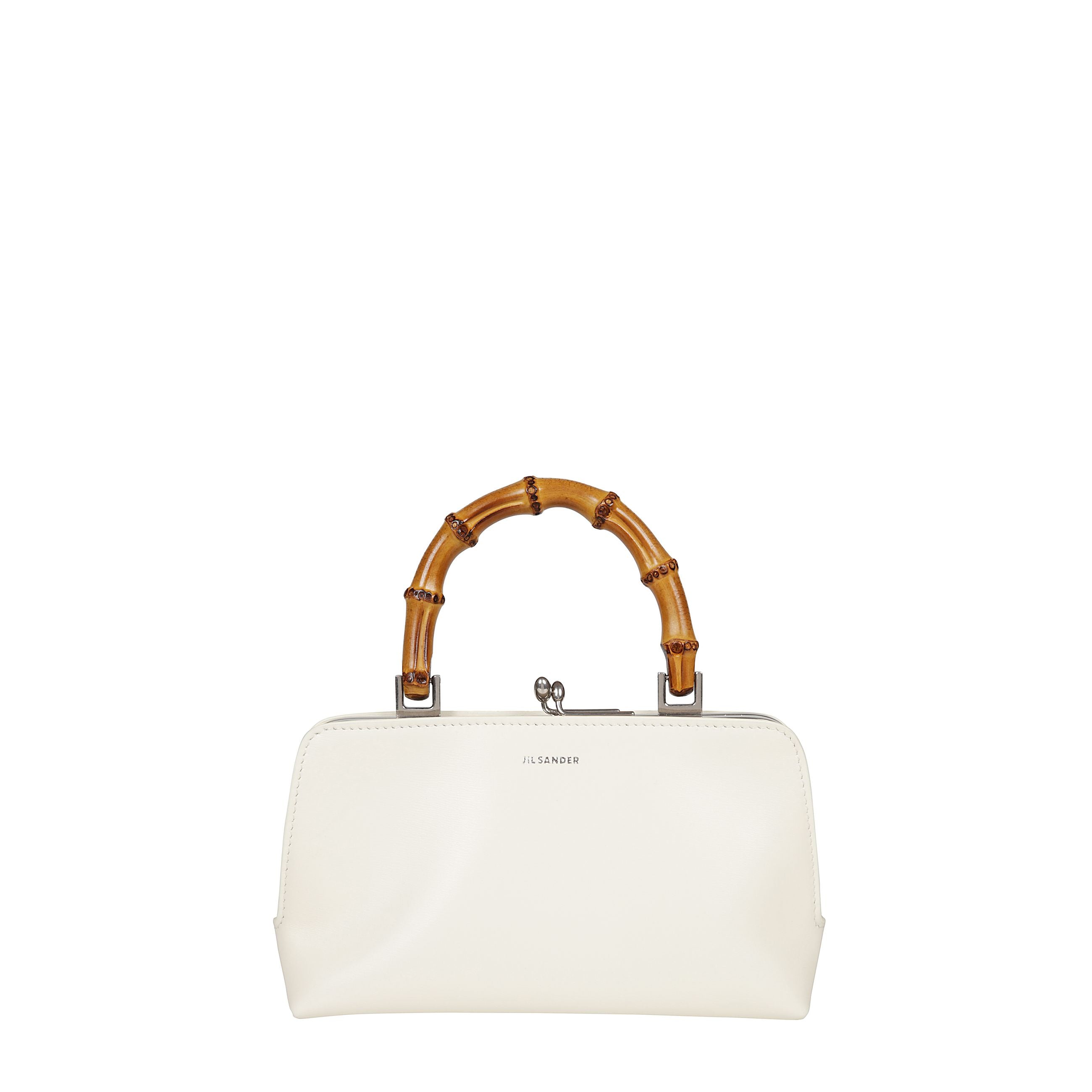 Borsa mini in pelle con profilo in metallo e logo jil sander goffrato