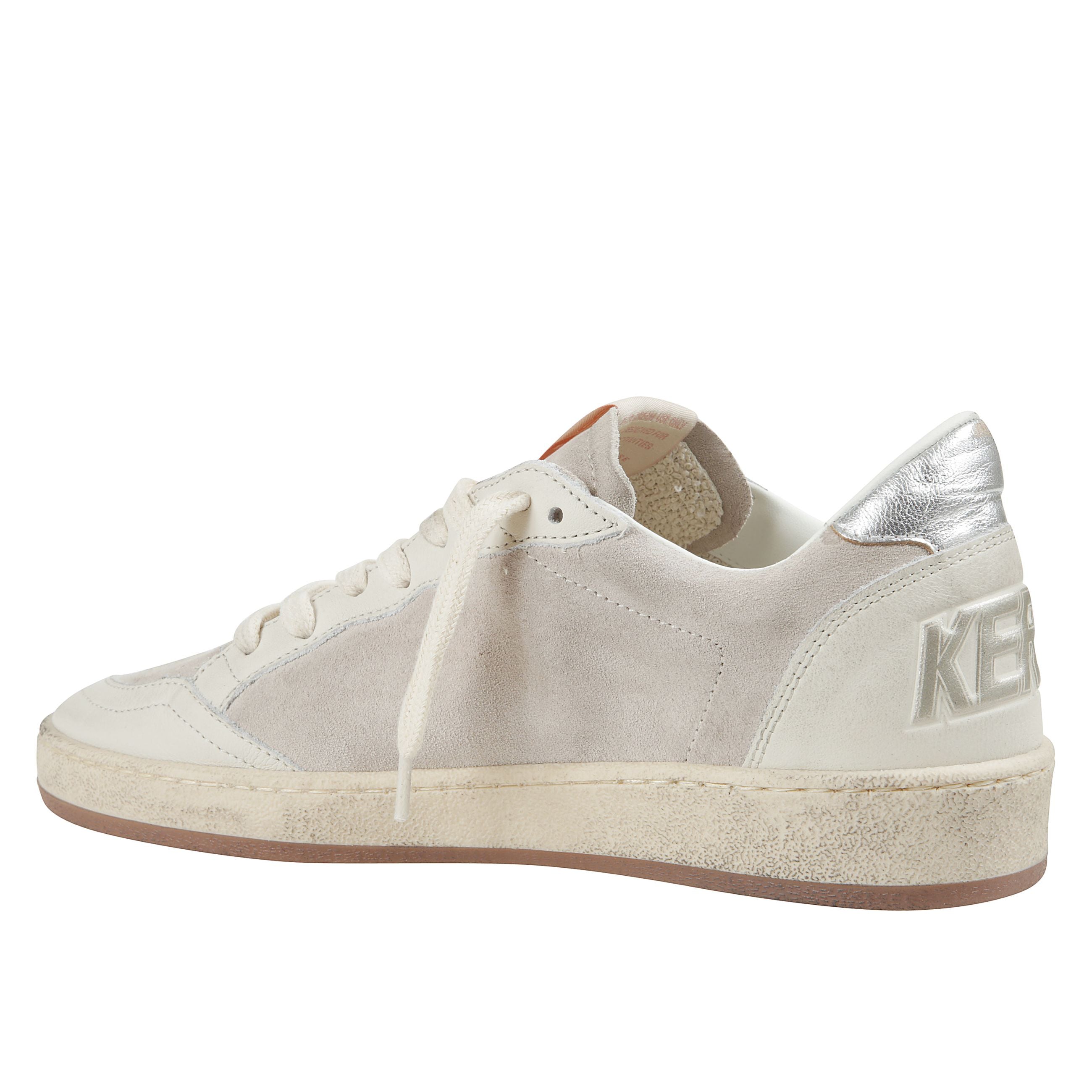 Sneakers ball-star in suede beige con stella bianca e tallone color platino