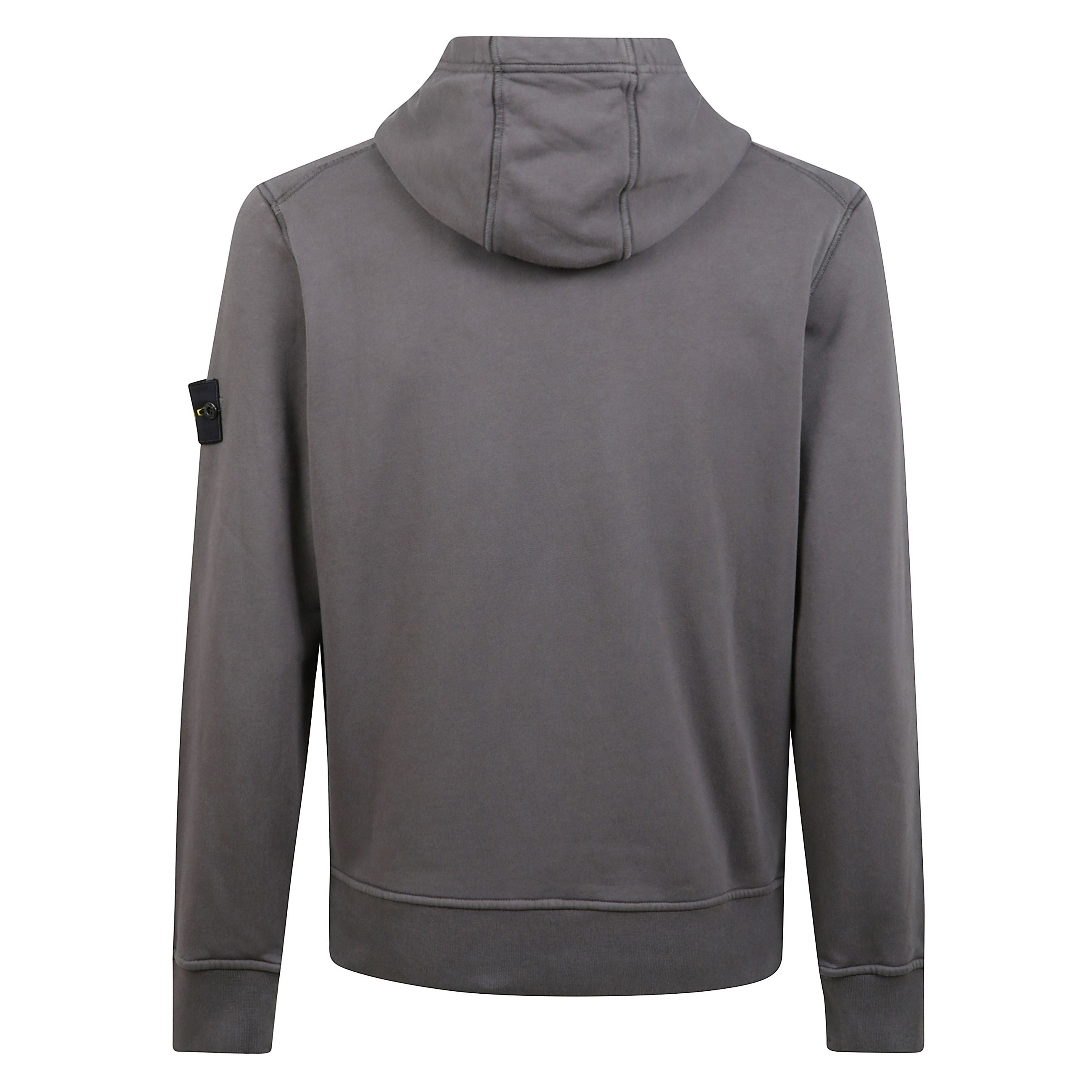 Felpa di cotone con cappuccio con coulisse, tasca a marsupio, lunetta foderata sotto la scollatura posteriore e cuciture overlock