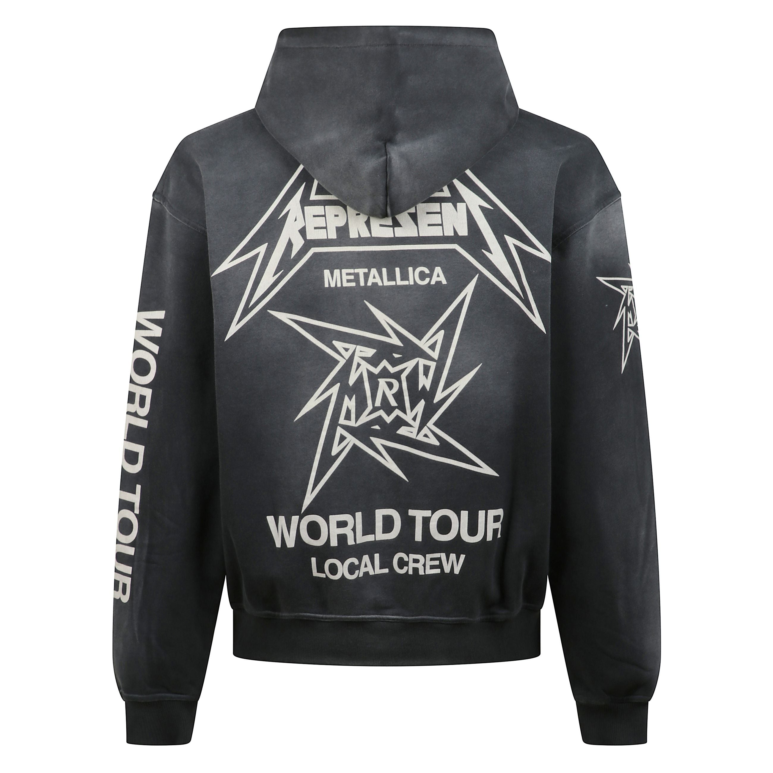 Felpa con cappuccio represent x metallica 40 year anniversary con chiusura frontale con zip a doppio cursore, orlo e polsini a coste, due tasche a filetto laterali e placca con logo