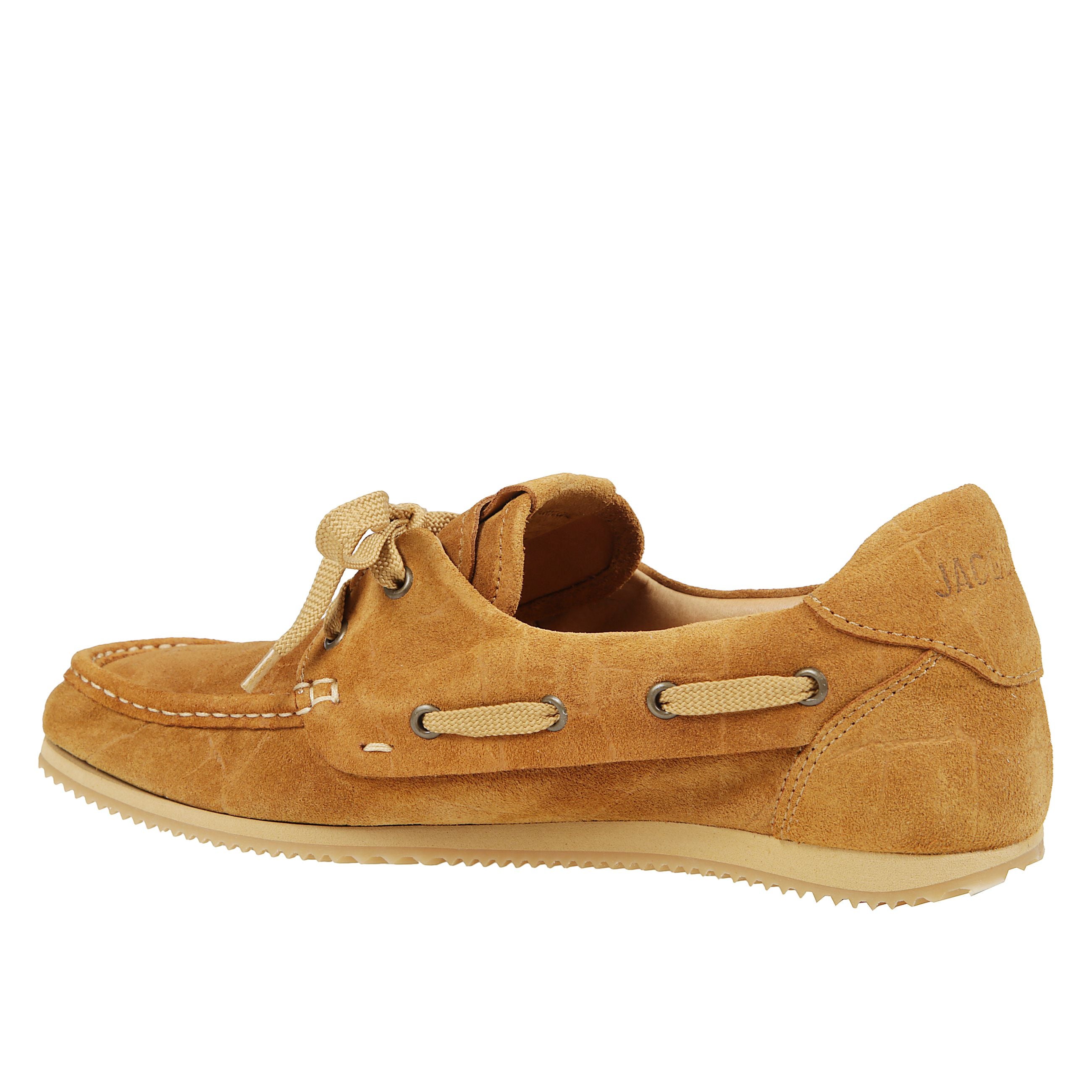 Les batto scarpe da barca in pelle scamosciata goffrata effetto coccodrillo con suola in gomma