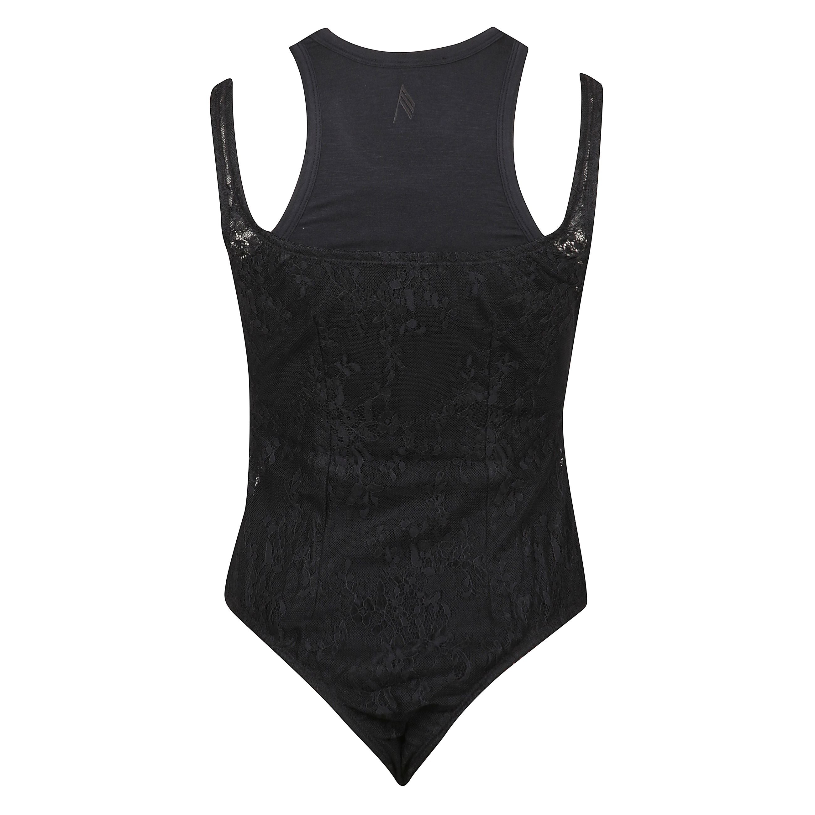 Canotta a girocollo con design a strati nero e senza maniche