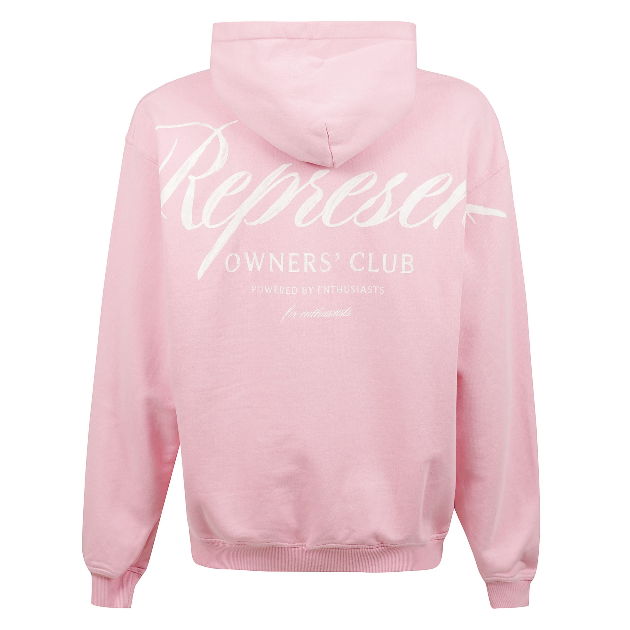 Felpa owner's club con cappuccio, chiusura con abbottonatura a pressione, tasca frontale a marsupio, orlo e polsini a coste e stampa con scritta