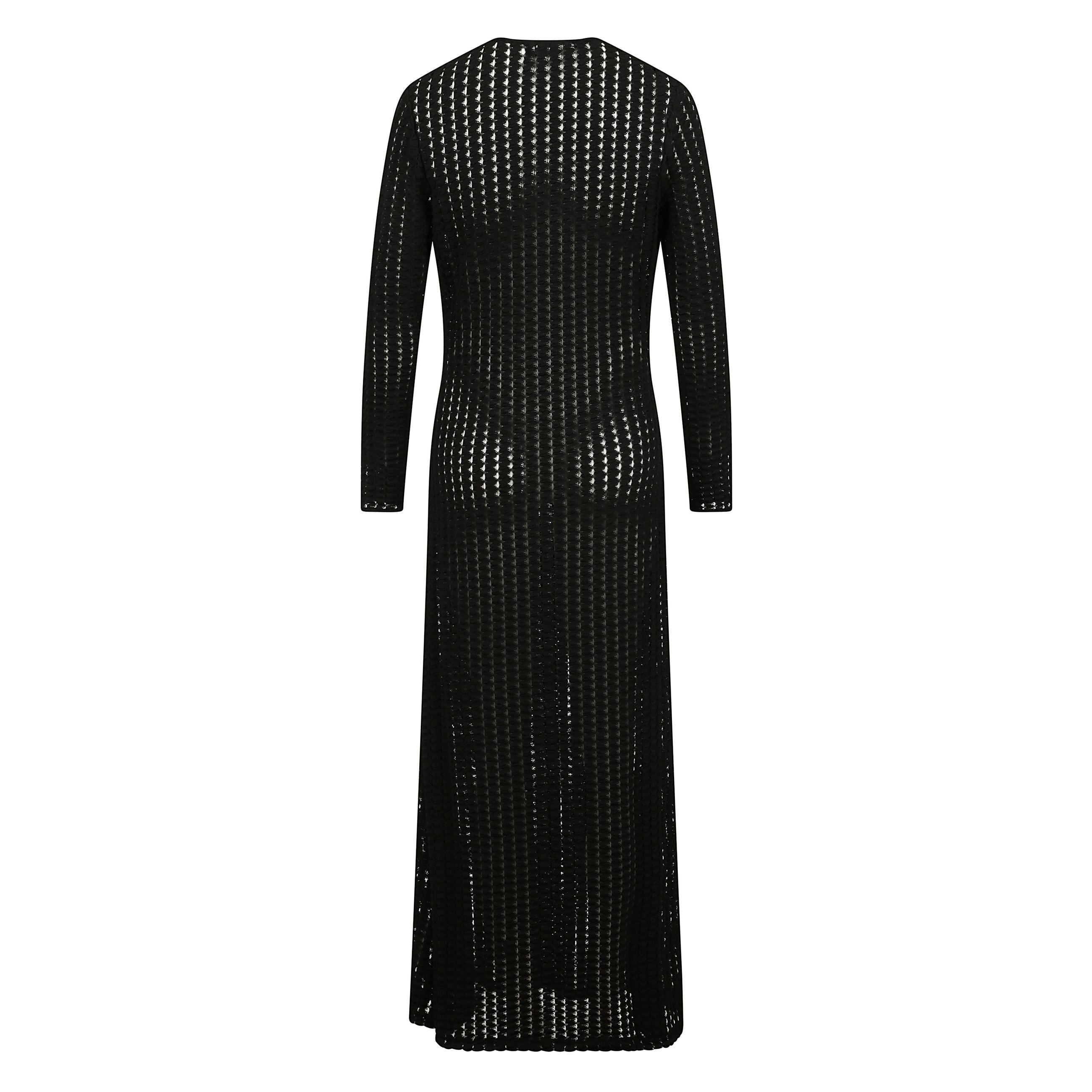 Elton keyhole midi abito con scollo a goccia, maniche lunghe, design in maglia, design semi-trasparente.