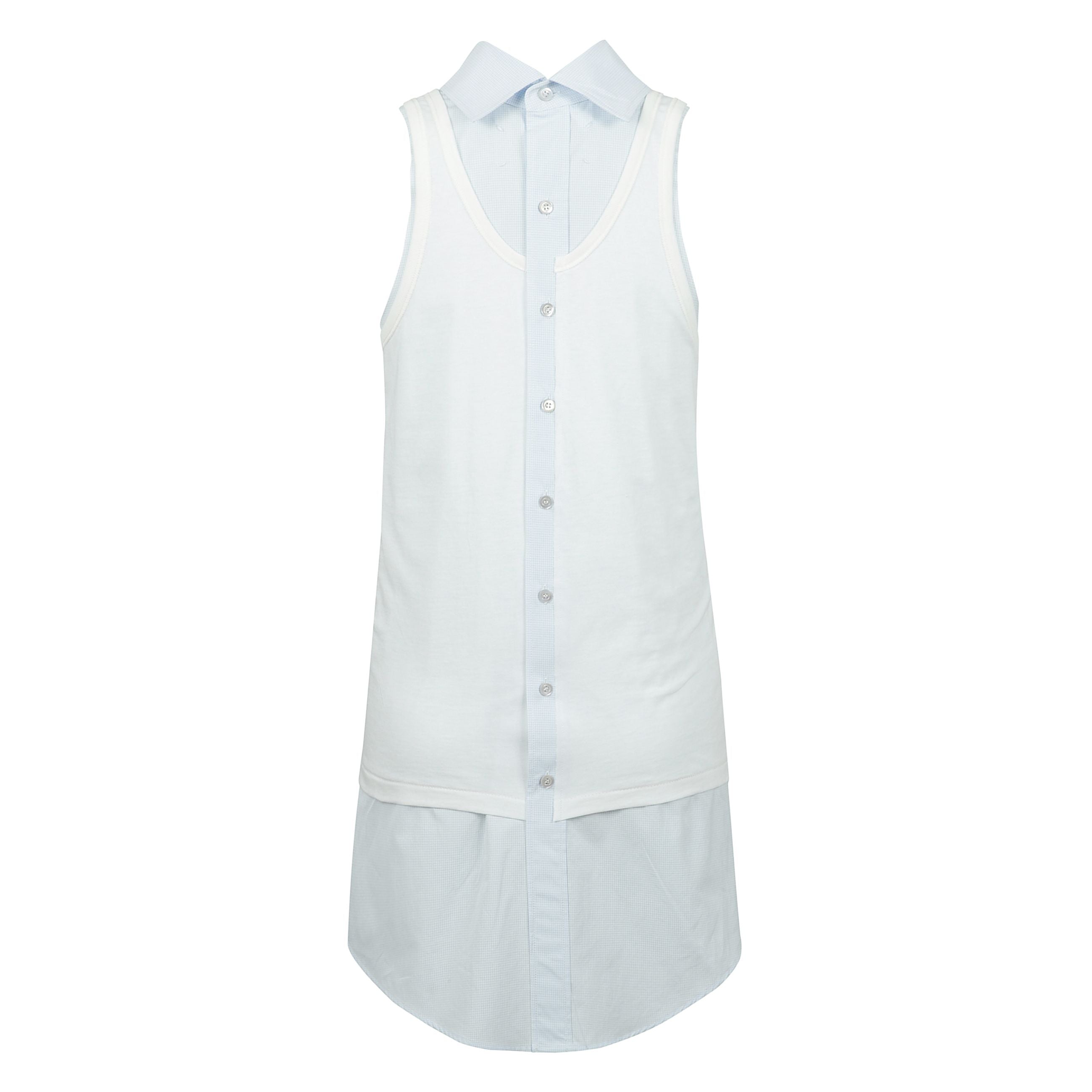 Top multilayer in cotone a collo alto con chiusura posteriore con bottoni