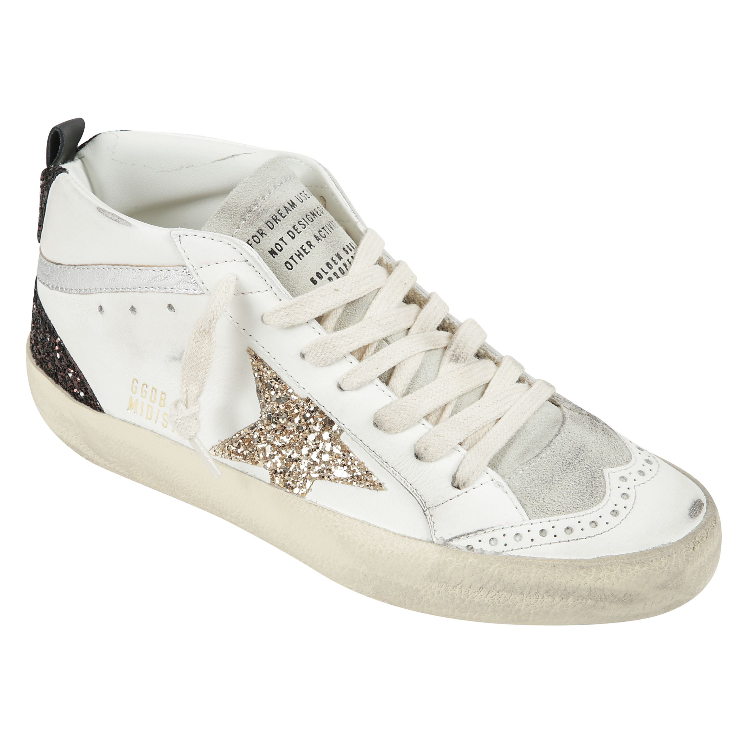 Sneakers mid star con stella e tallone glitterati