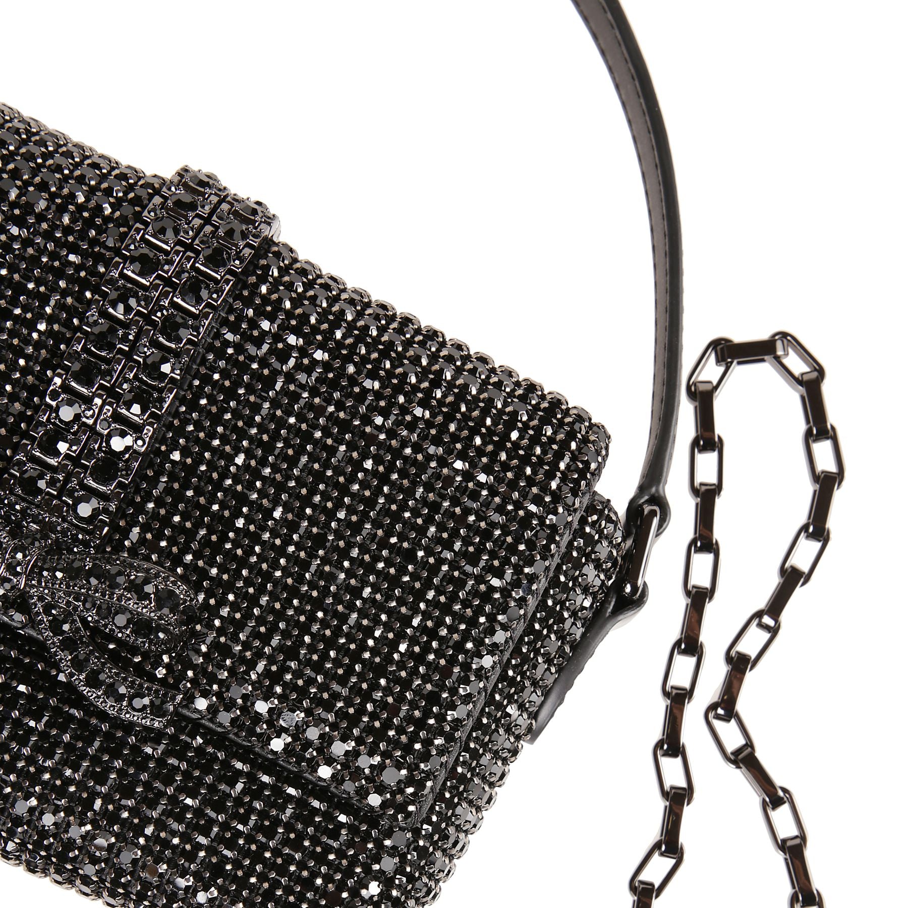 Black rhinestone chainmail micro bag