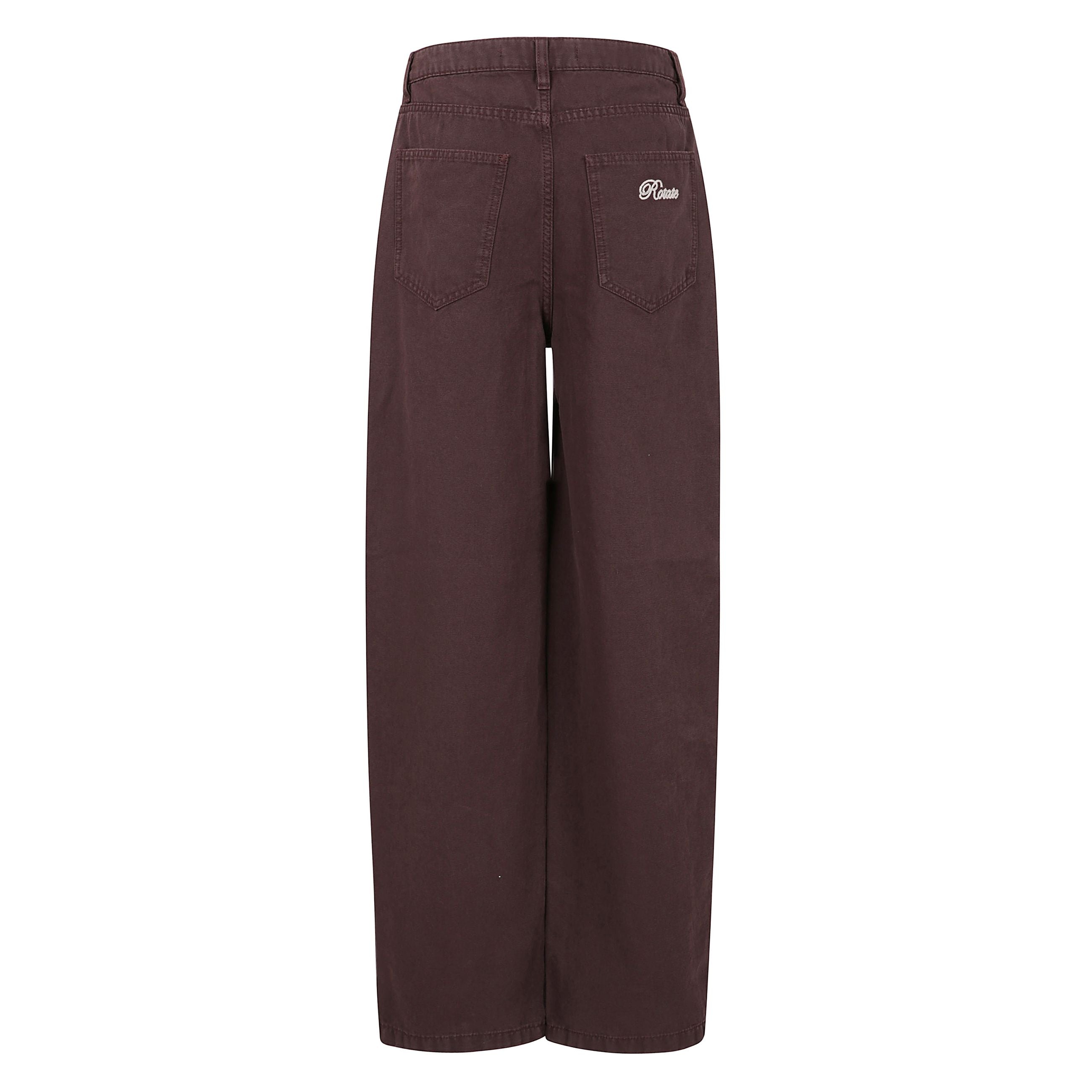 Pantaloni cioccolato wide in cotone con chiusura zip nascosta a bottone