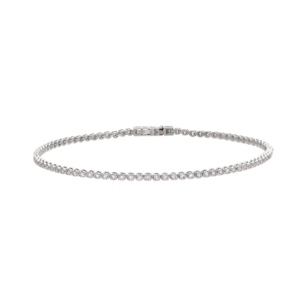14K White Gold 1 Carat Diamond Tennis Bracelet 14K - Adina's Jewels