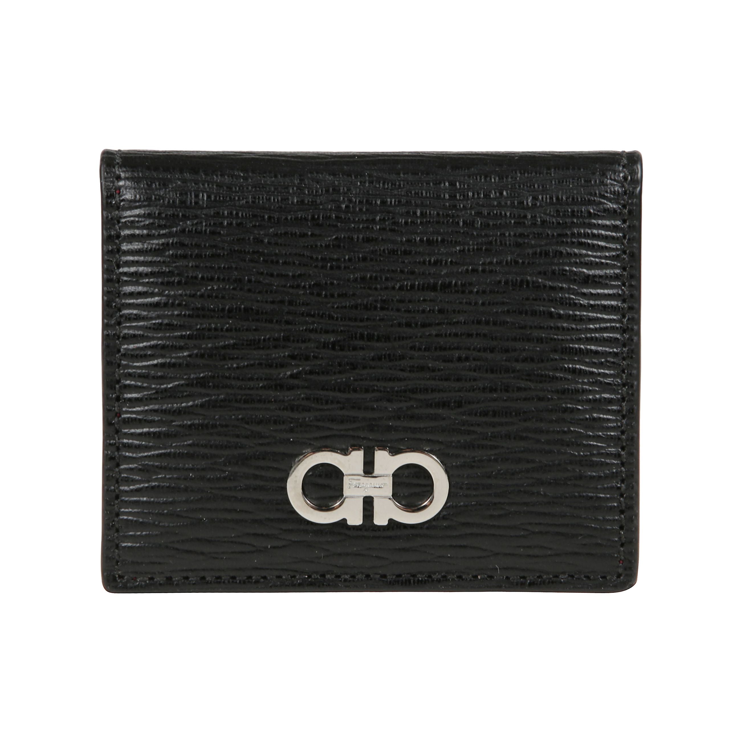 Portamonete gancini ferragamo in pelle goffrata.