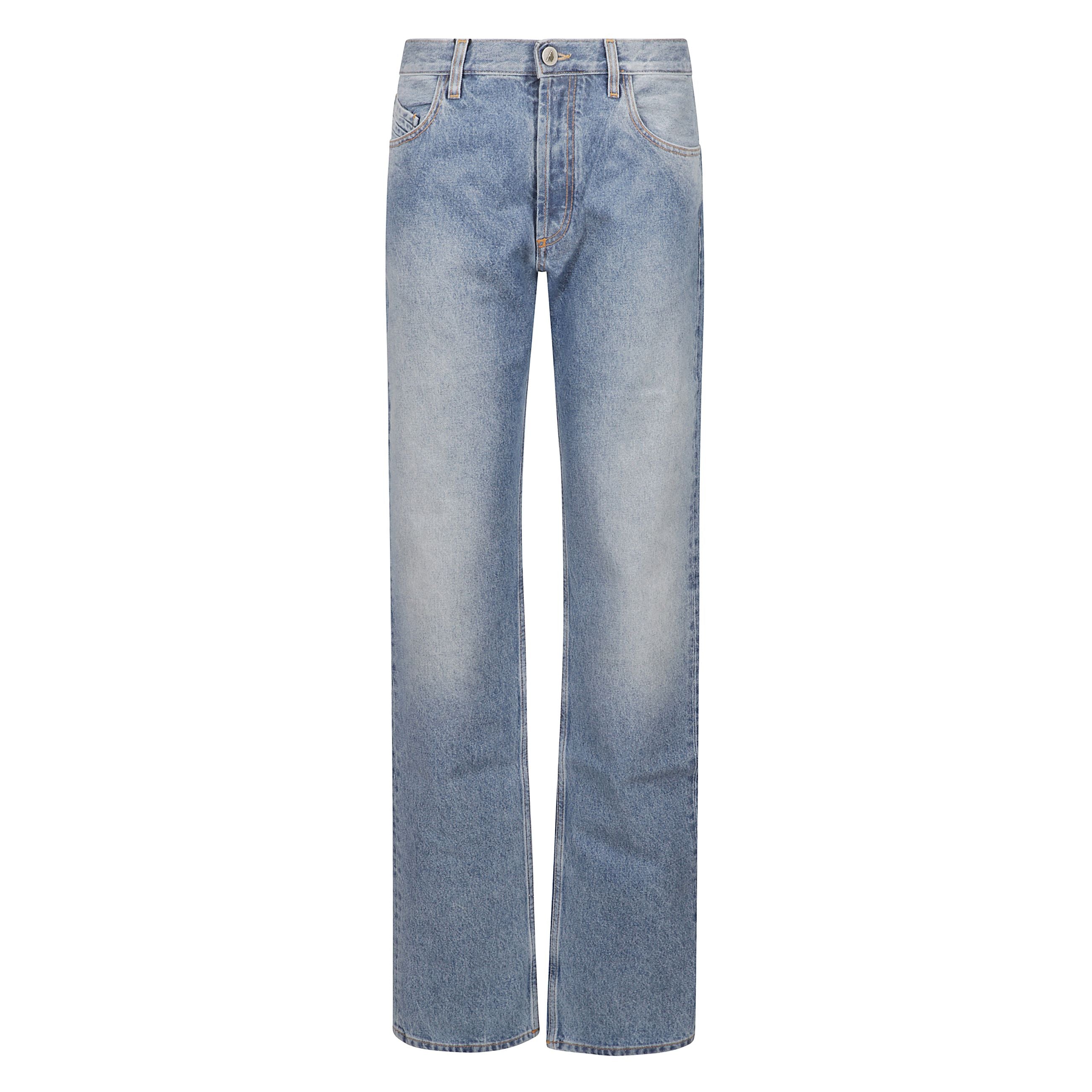 Jeans dritti azzurro cielo, con chiusura a zip nascosta e bottone