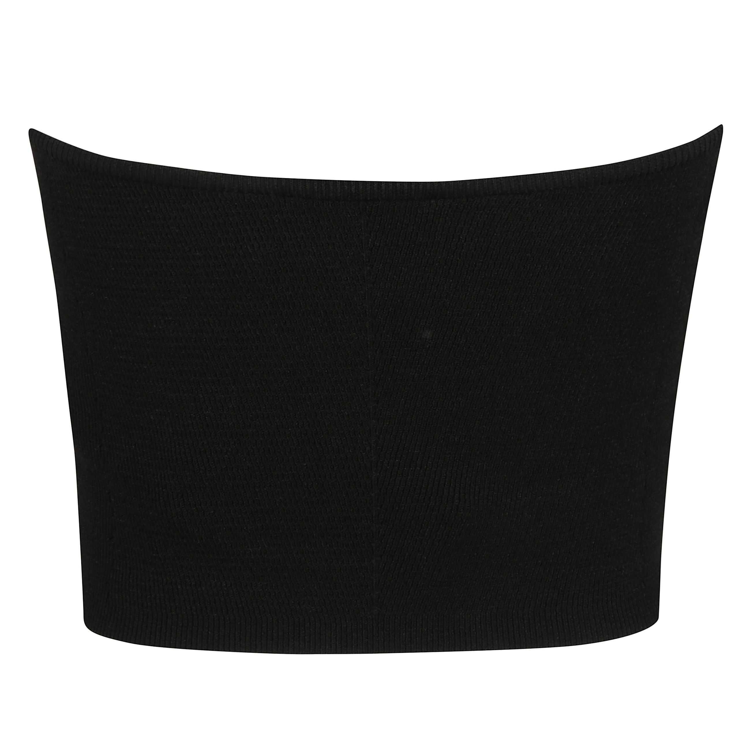 Top a fascia caratterizzato dal logo oval d in metallo intarsiato sul petto, con cut-out per un effetto vedo non vedo. la costruzione in jersey stretch a costine assicura una vestibilità morbida e aderente.