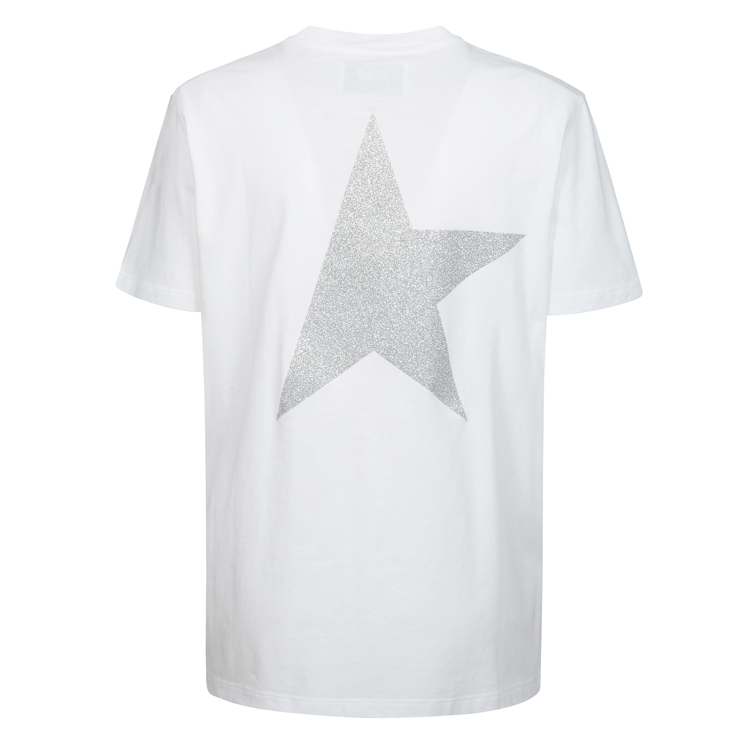 T-shirt girocollo dal fit regular con logo sul davanti e la maxi stella sul retro, entrambi in glitter argento.