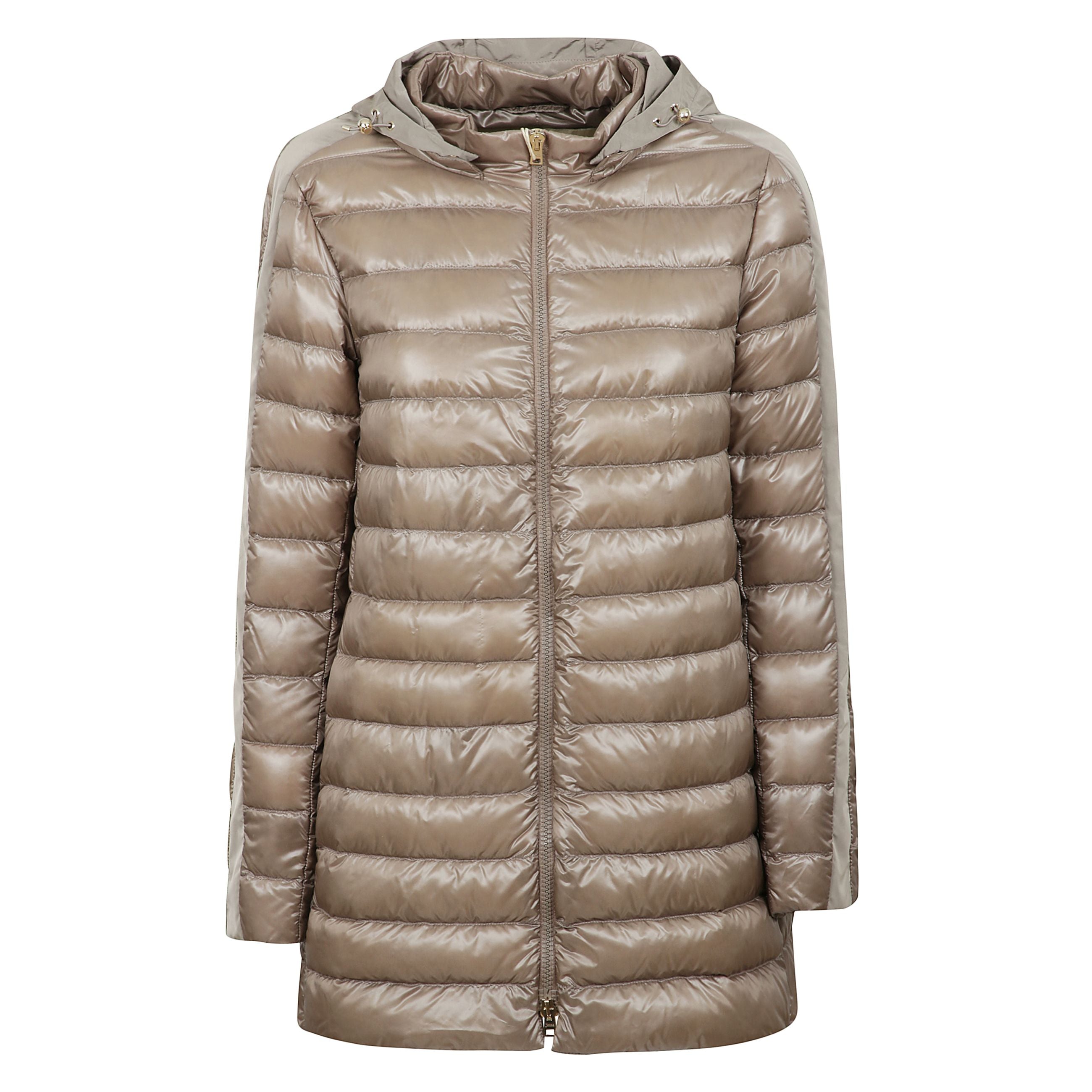 Giacca svasata con cappuccio, bande laterali a contrasto