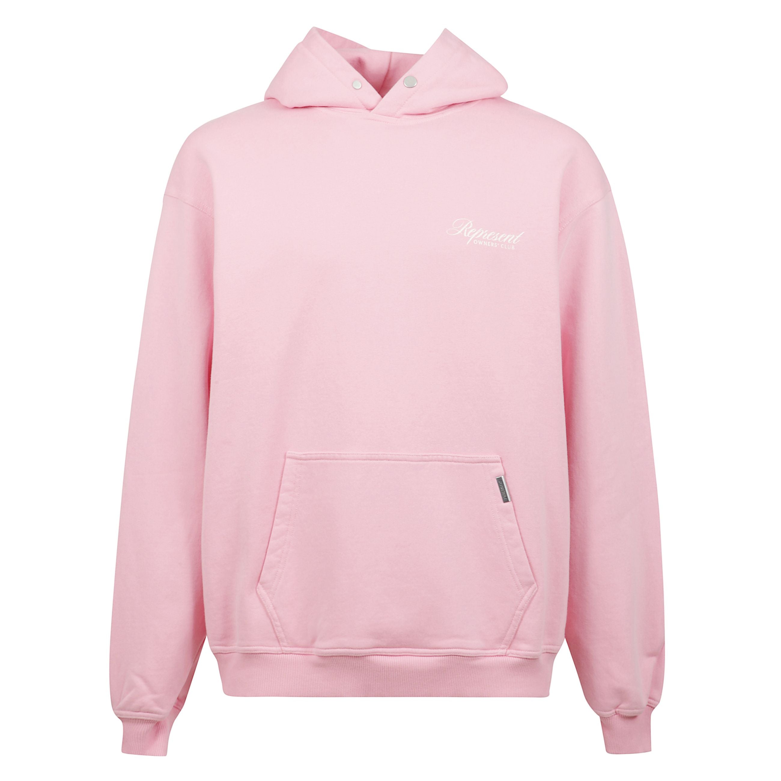 Felpa owner's club con cappuccio, chiusura con abbottonatura a pressione, tasca frontale a marsupio, orlo e polsini a coste e stampa con scritta