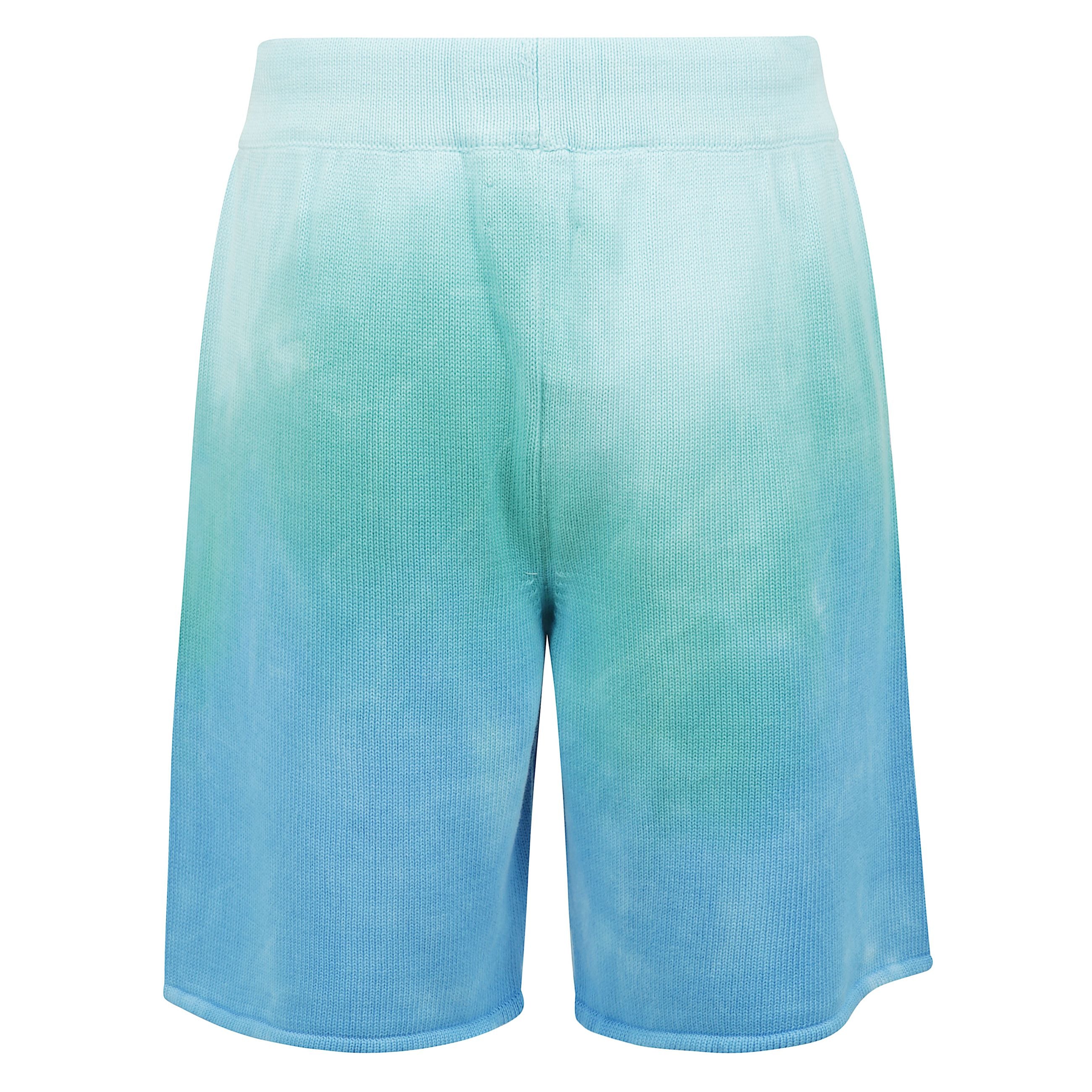 Bermuda degradè in filato di cotone dal fit regular,il modello presenta una tasca monofiletto in cucitura e vita alta con coulisse regolabile.