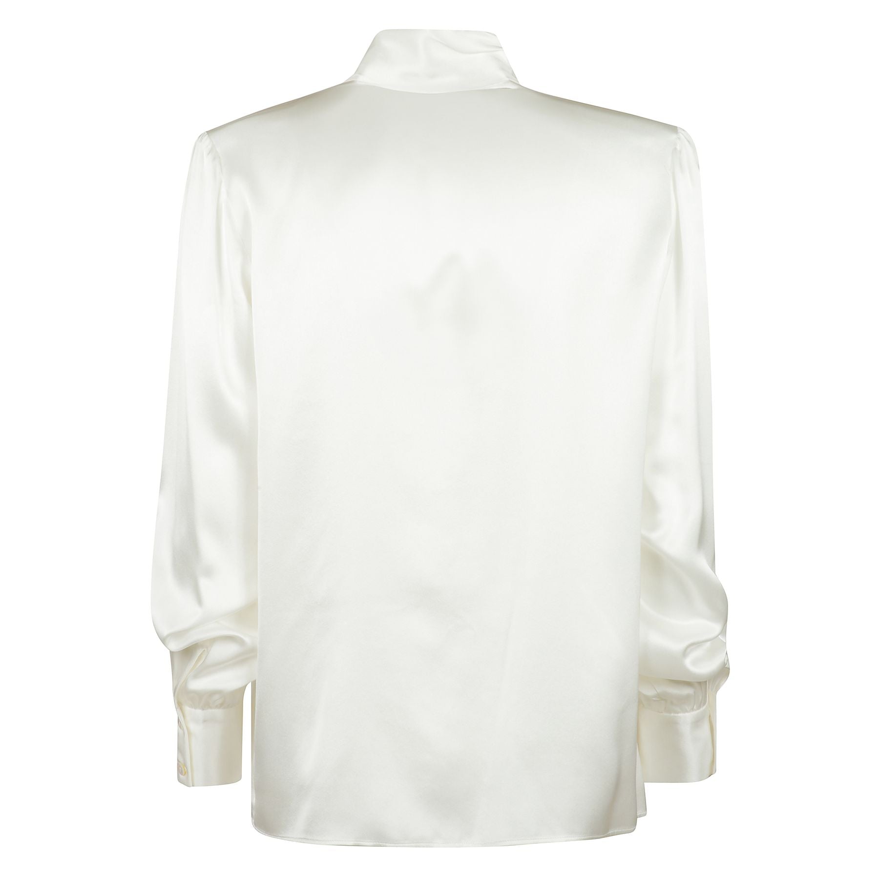 Silk satin blouse with bow tie