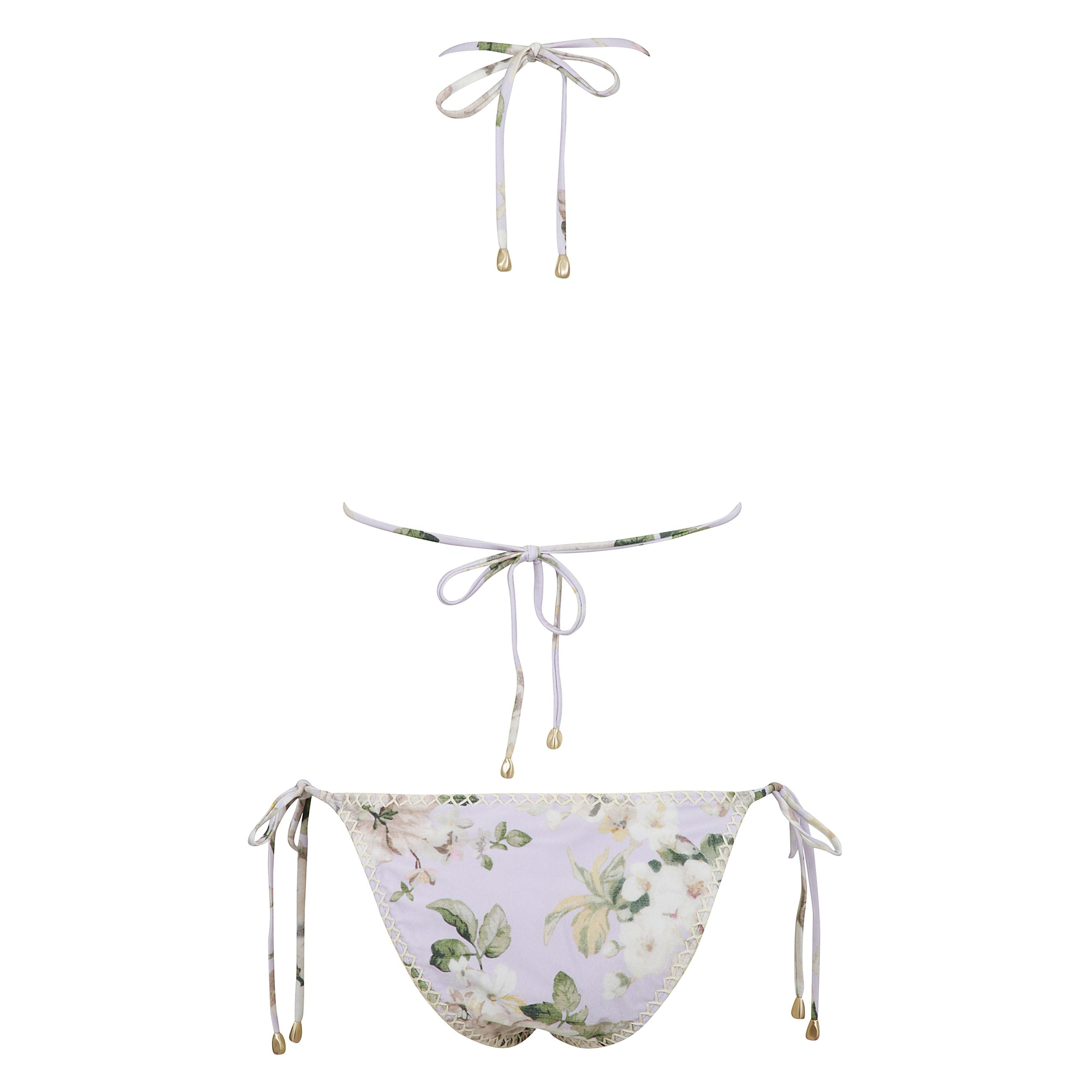 Set bikini acacia elasticizzato, reggiseno interno con coppe e rifinitura crochet