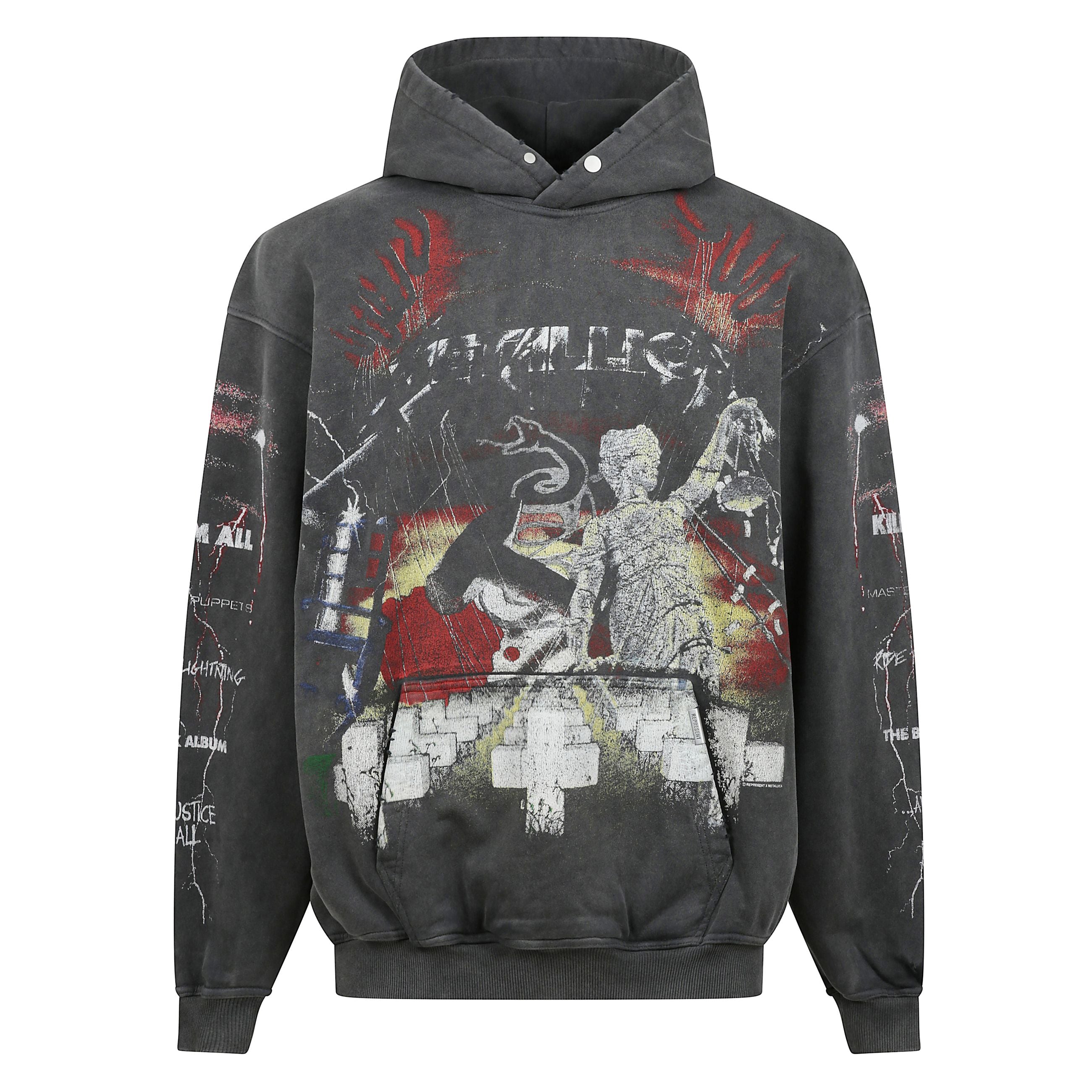 Felpa in cotone con maniche lunghe e cappuccio, tasca frontale a marsupio e dettaglio frontale e posteriore con stampa a contrasto.