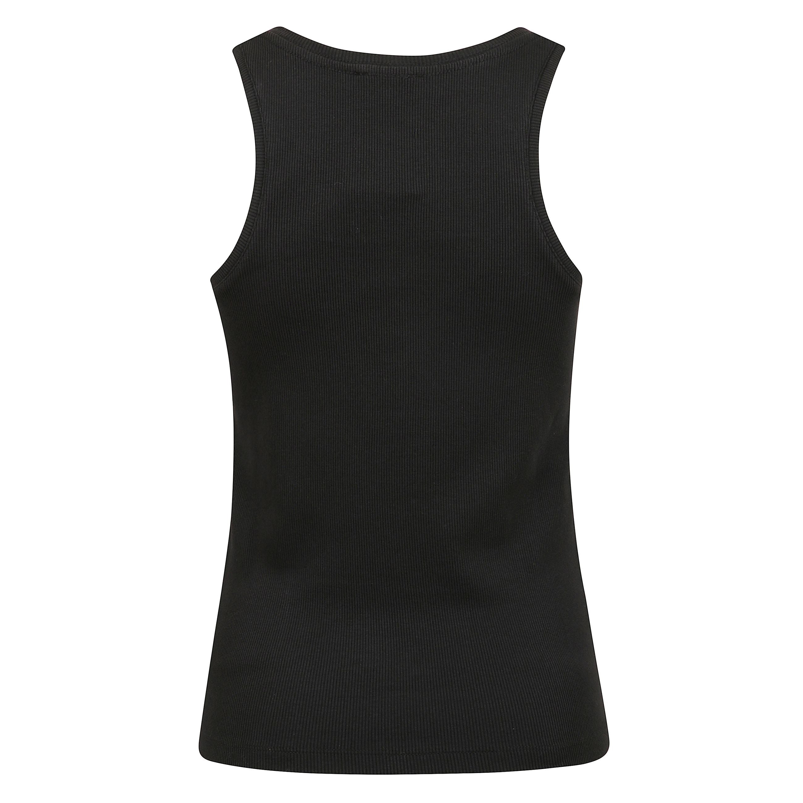 Canotta alessia in cotone, con abbottonatura frontale, scollatura ampia e orlo dritto.